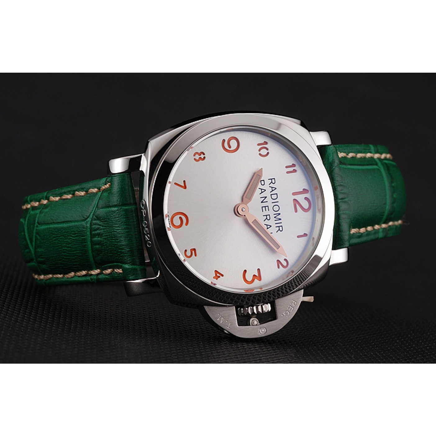 MiroTime Panerai Radiomir White Dial Stainless Steel Case Green Leather Strap 1453804