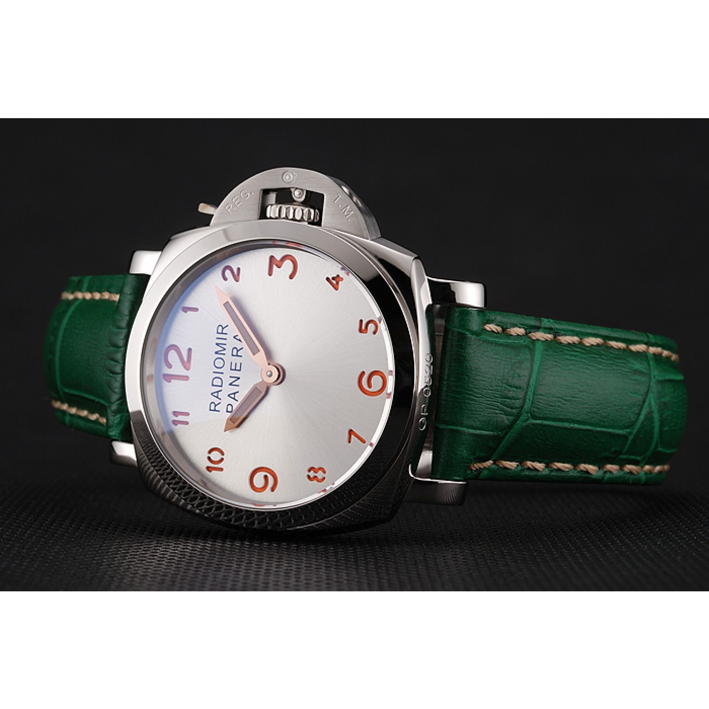 MiroTime Panerai Radiomir White Dial Stainless Steel Case Green Leather Strap 1453804