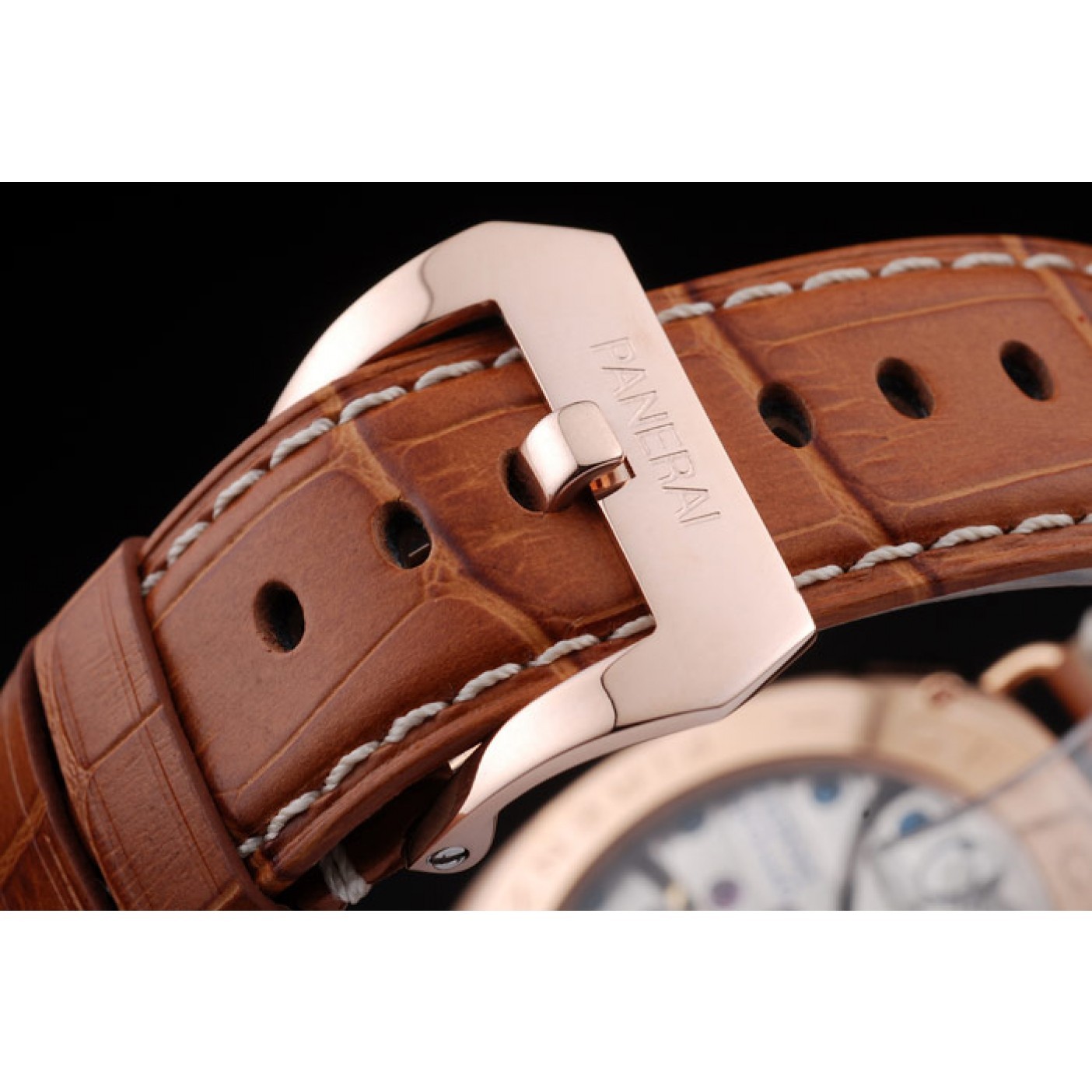 MiroTime Panerai Radiomir Rose Gold Case Black Dial Brown Leather Strap 98137