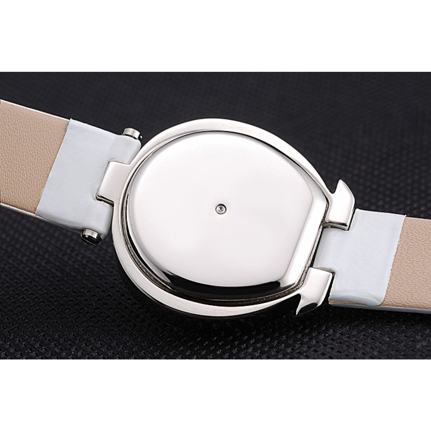 MiroTime Omega Ladies Watch White Dial With Jewels Stainless Steel Case White Leather Strap 622817
