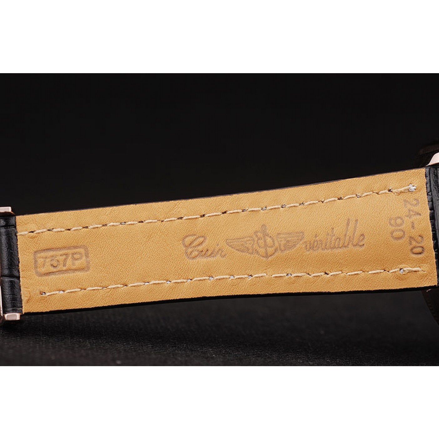 MiroTime Breitling Transocean White Dial Black Leather Strap Rose Gold Bezel 98206