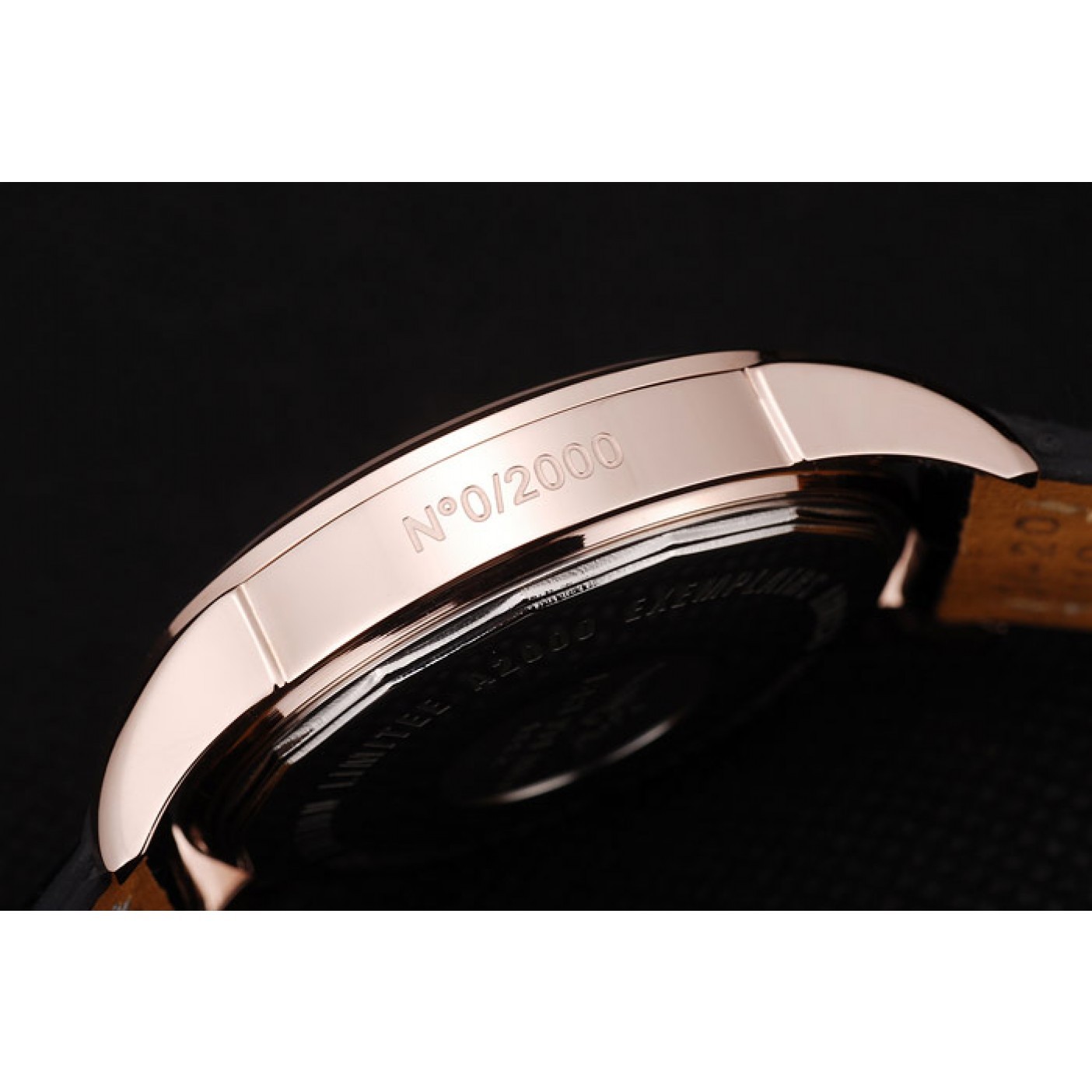 MiroTime Breitling Transocean White Dial Black Leather Strap Rose Gold Bezel 98206
