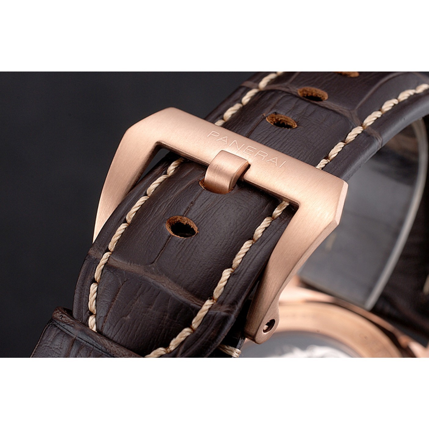 MiroTime Swiss Panerai Radiomir 1940 Chronograph White Dial Rose Gold Case Brown Leather Strap