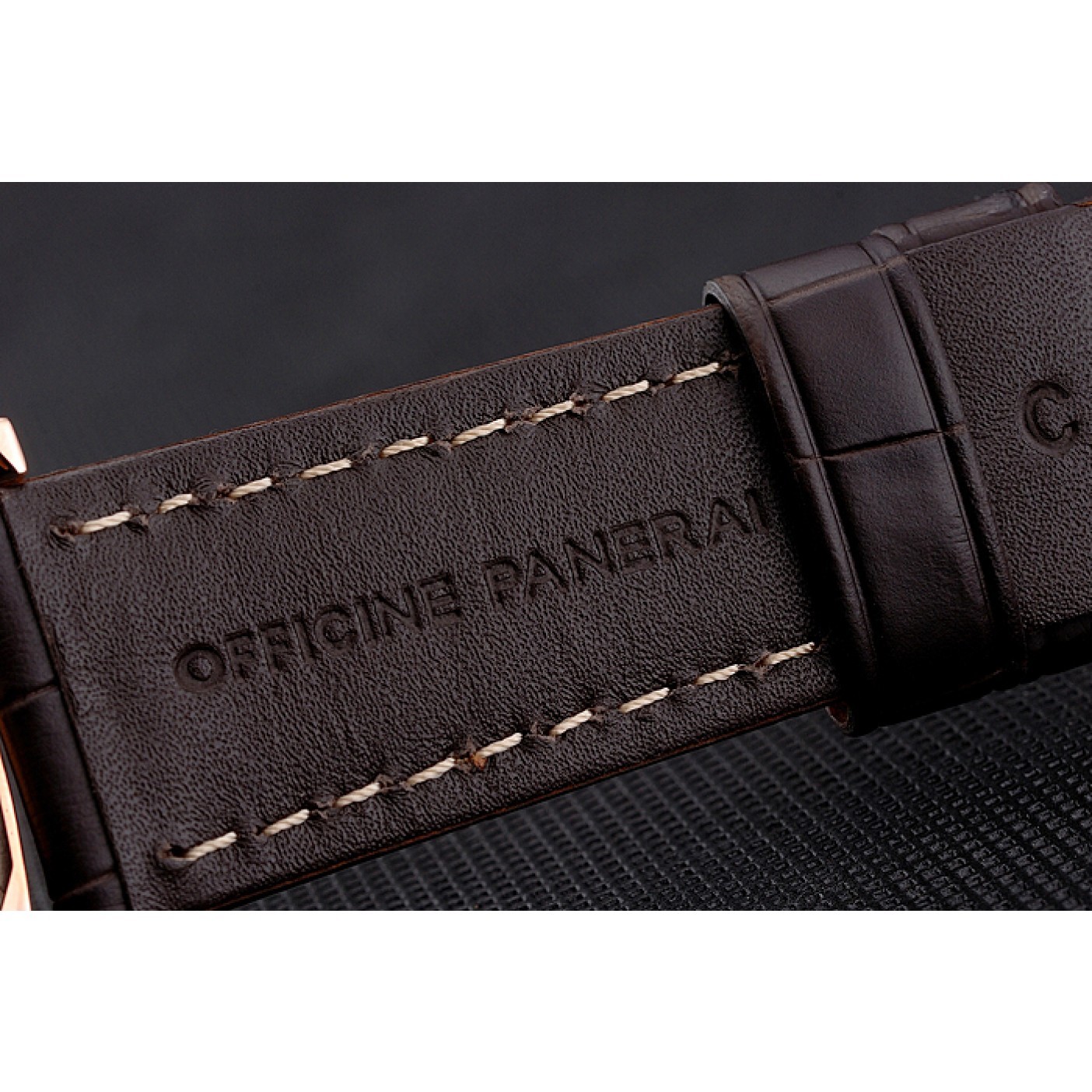 MiroTime Swiss Panerai Radiomir 1940 Chronograph White Dial Rose Gold Case Brown Leather Strap