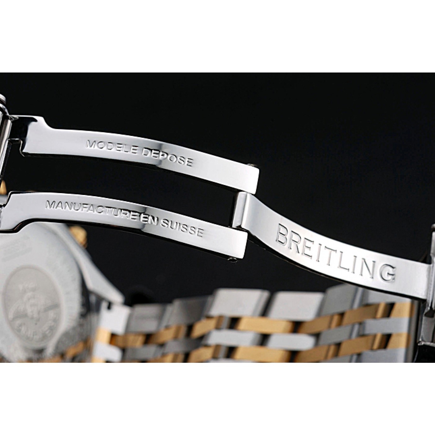 MiroTime Breitling Chronomat Black Dial Stainless Steel And Gold Bracelet 622429