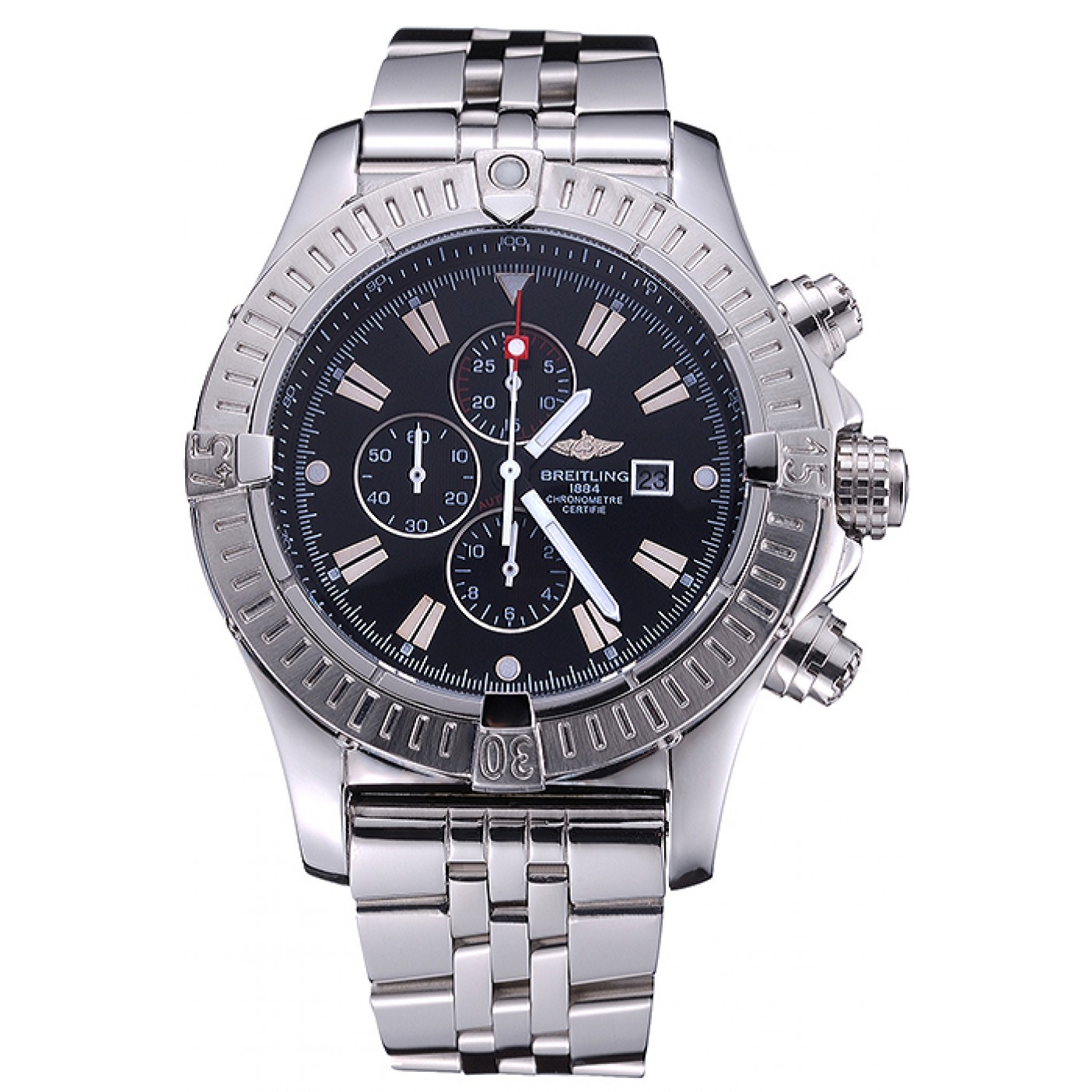 MiroTime Breitling Chronomat Evolution Black Dial Stainless Steel Bracelet 622515