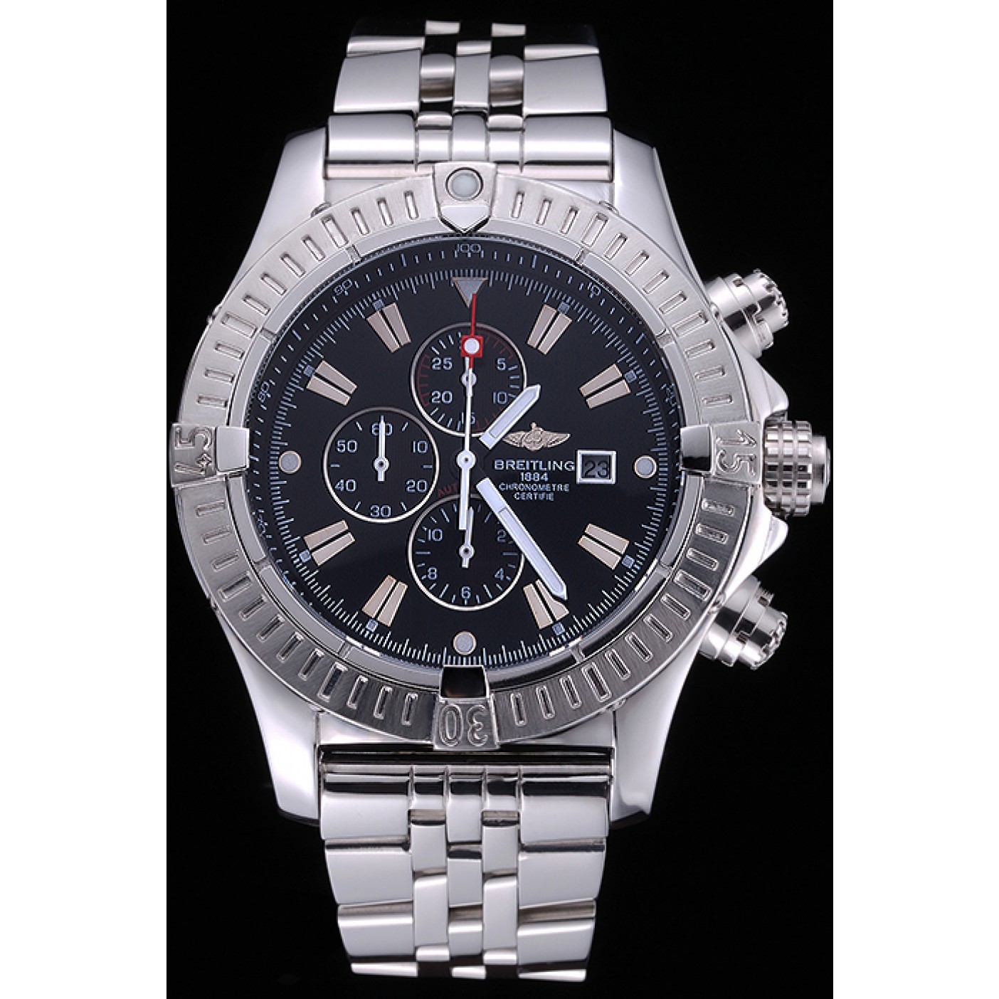 MiroTime Breitling Chronomat Evolution Black Dial Stainless Steel Bracelet 622515
