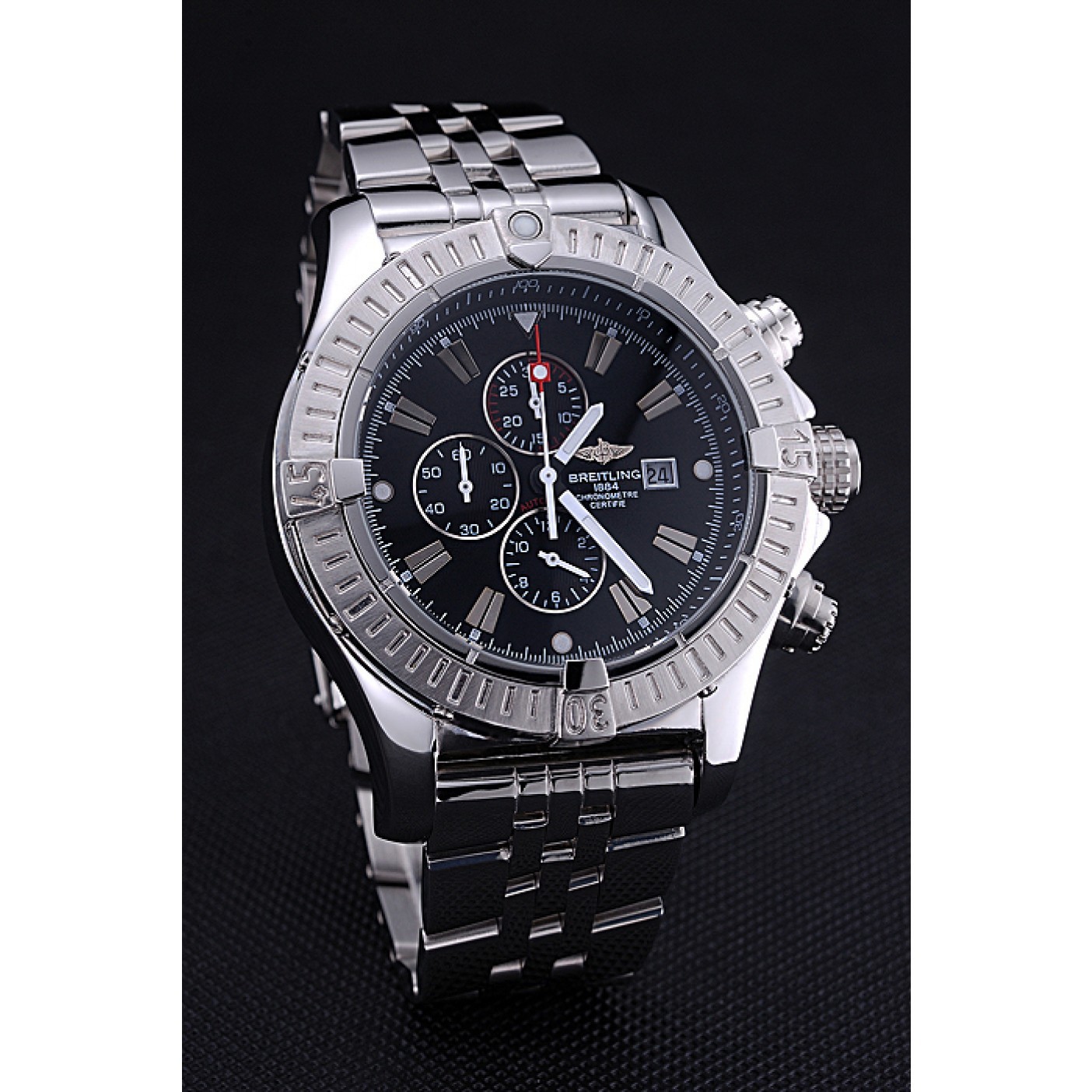 MiroTime Breitling Chronomat Evolution Black Dial Stainless Steel Bracelet 622515