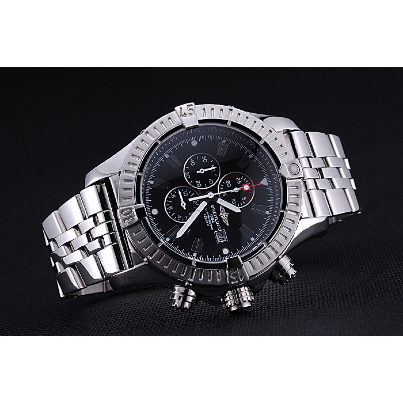 MiroTime Breitling Chronomat Evolution Black Dial Stainless Steel Bracelet 622515
