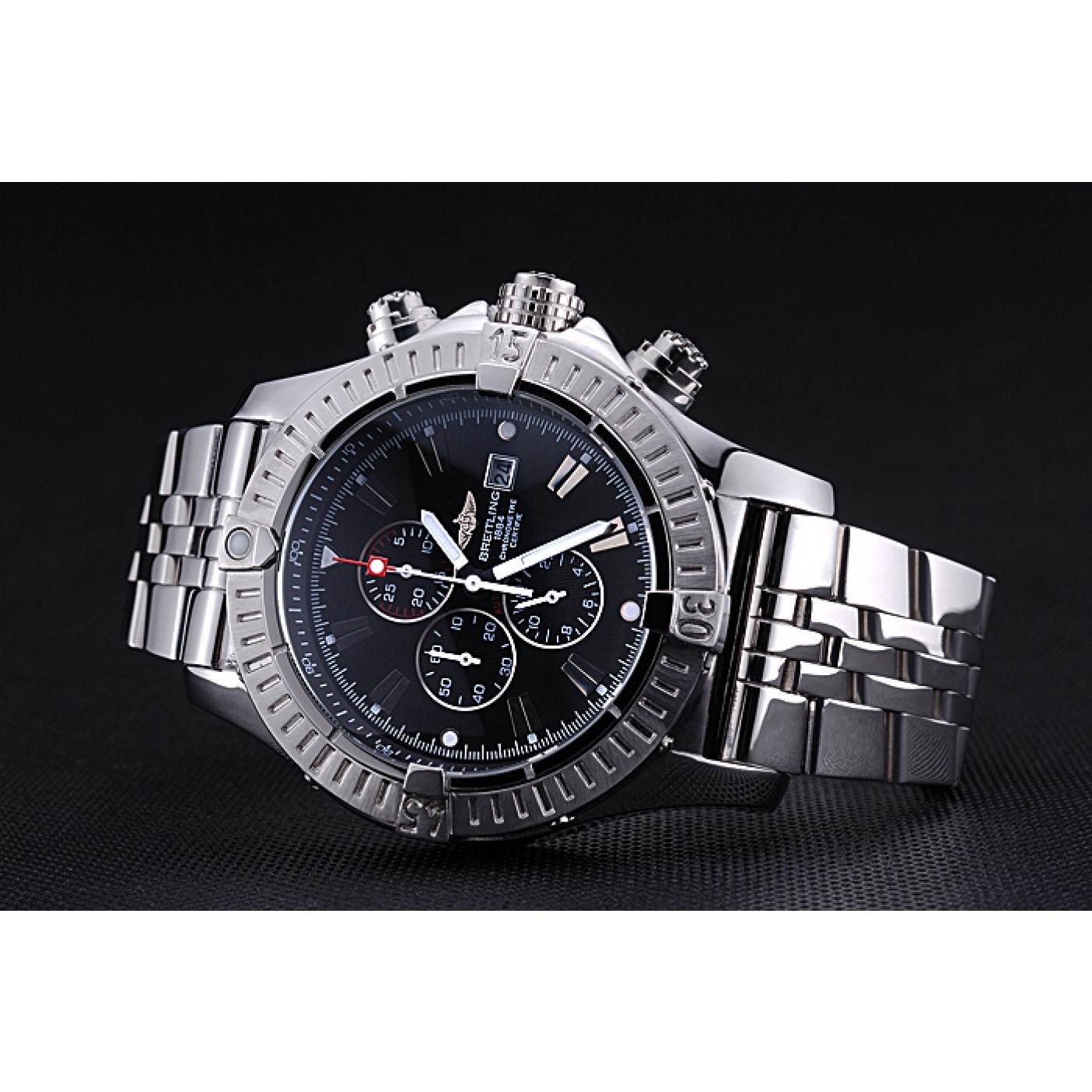 MiroTime Breitling Chronomat Evolution Black Dial Stainless Steel Bracelet 622515