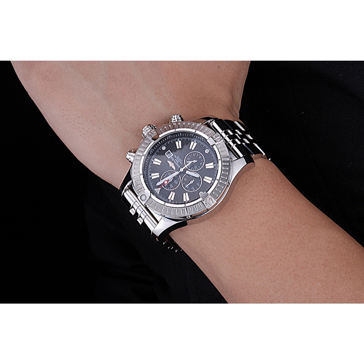 MiroTime Breitling Chronomat Evolution Black Dial Stainless Steel Bracelet 622515