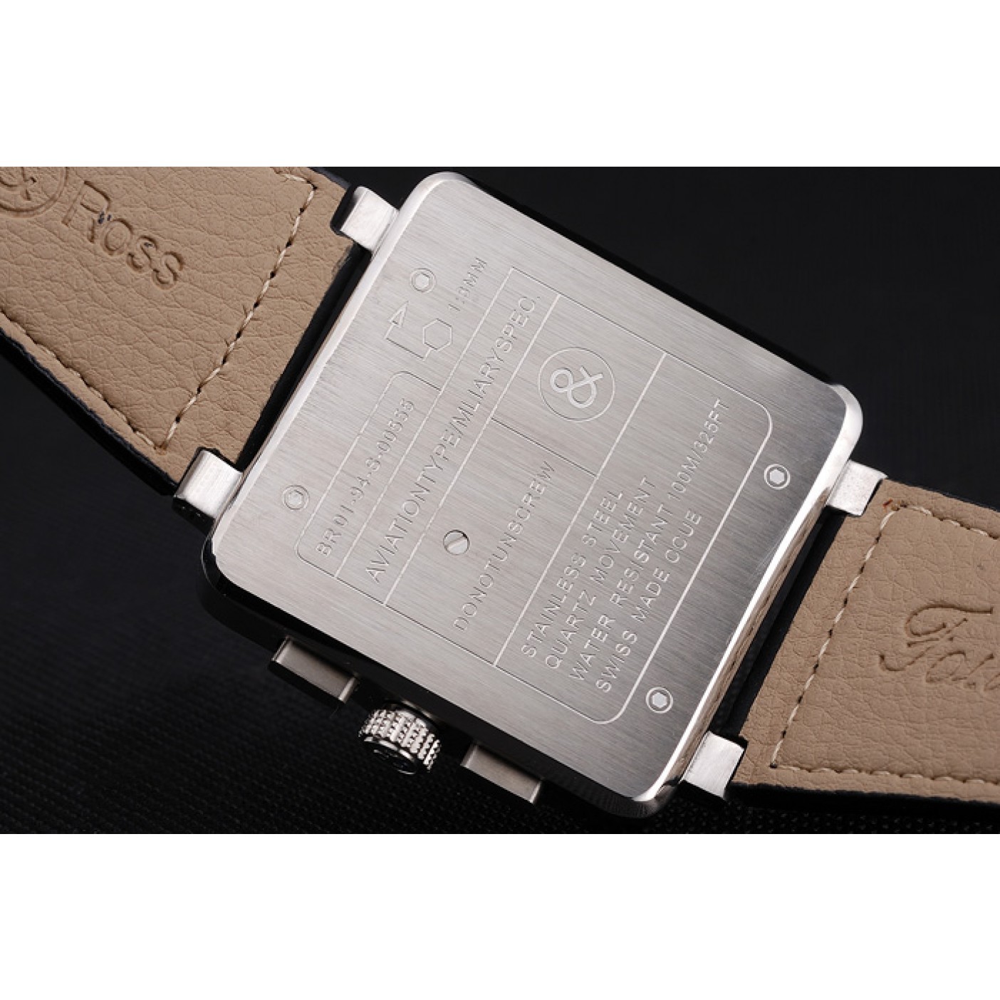 MiroTime Bell and Ross BR 03-94 Black Dial Silver Case Black Leather Strap