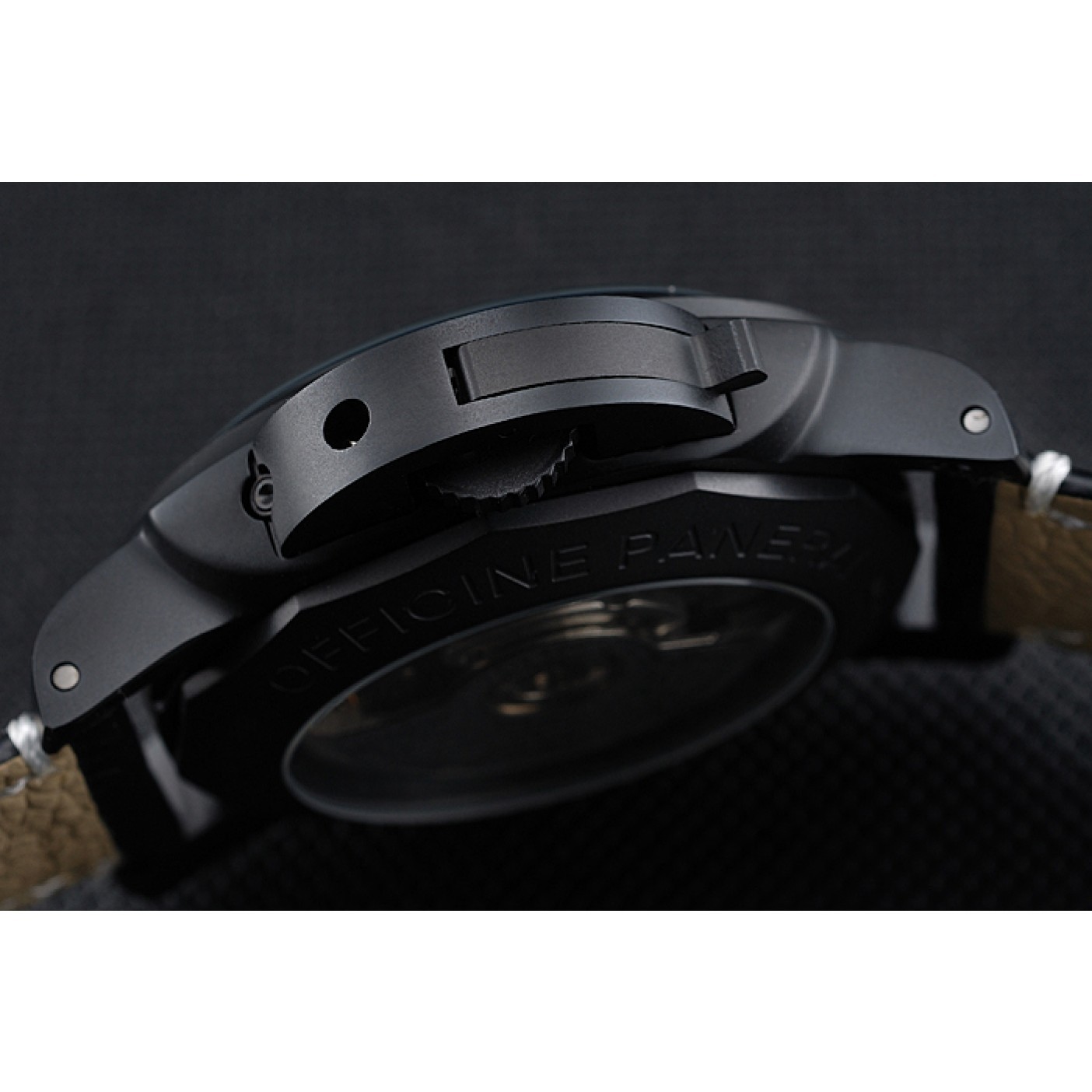 MiroTime Panerai Luminor Black Ionized Stainless Steel Case Black Dial Black Leather Strap 98162