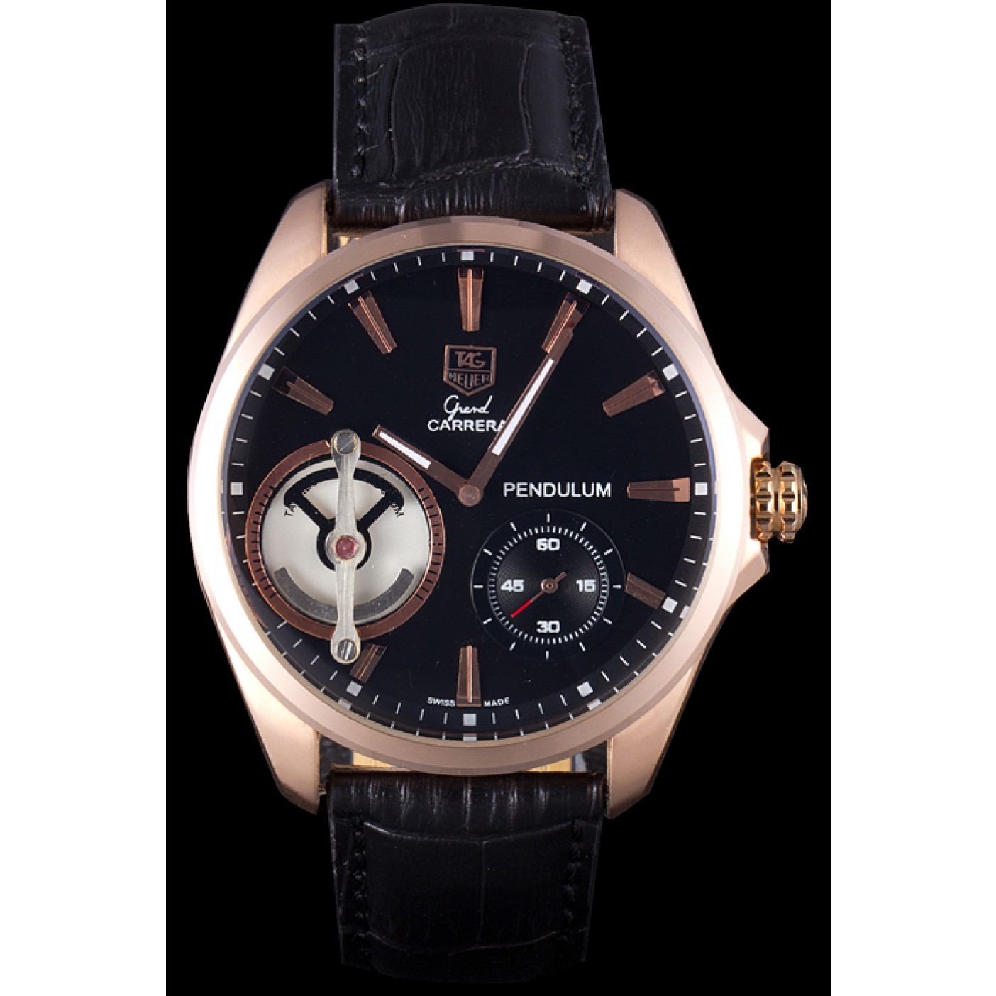 MiroTime Tag Heuer Carrera Pendulum Black Leather Strap 7919