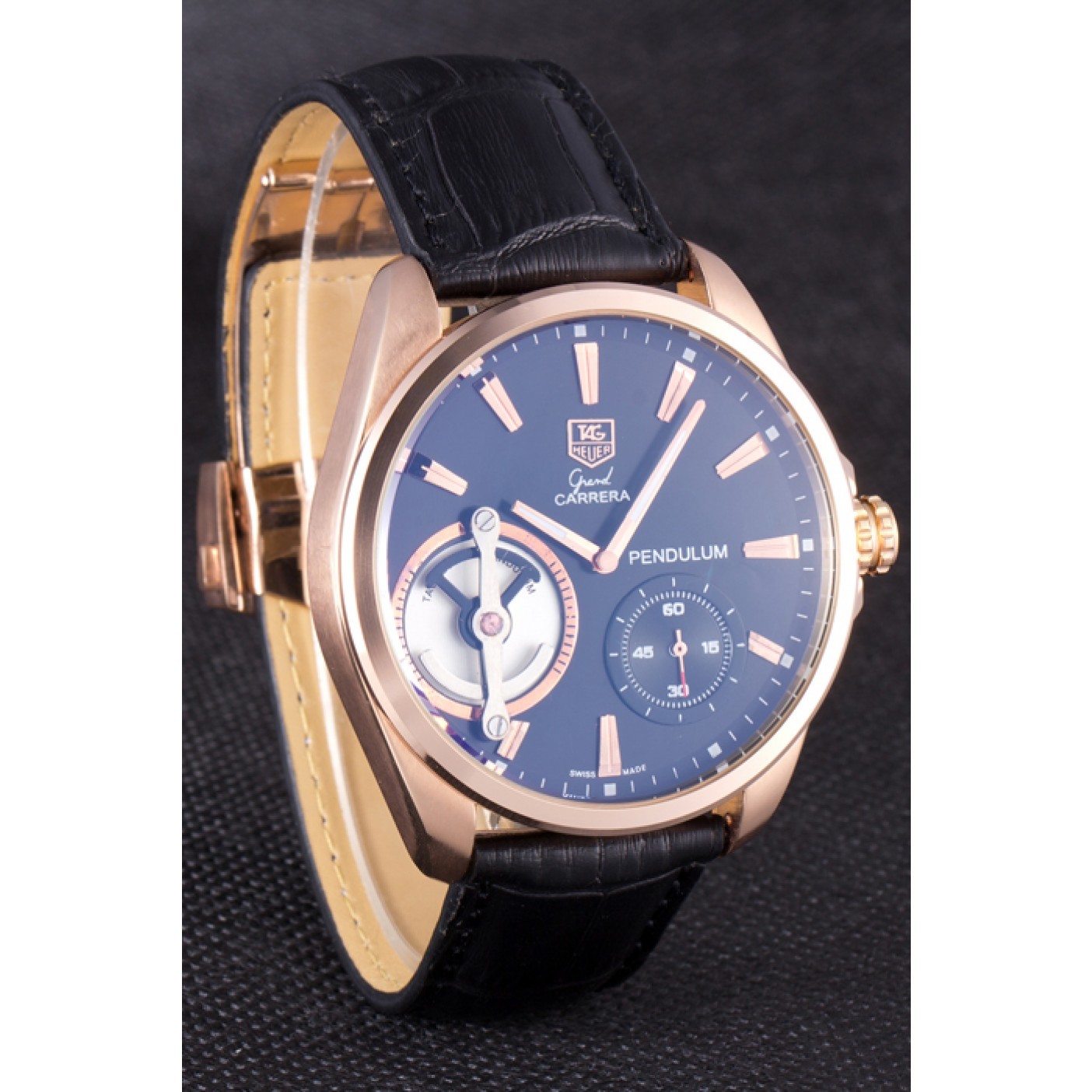 MiroTime Tag Heuer Carrera Pendulum Black Leather Strap 7919