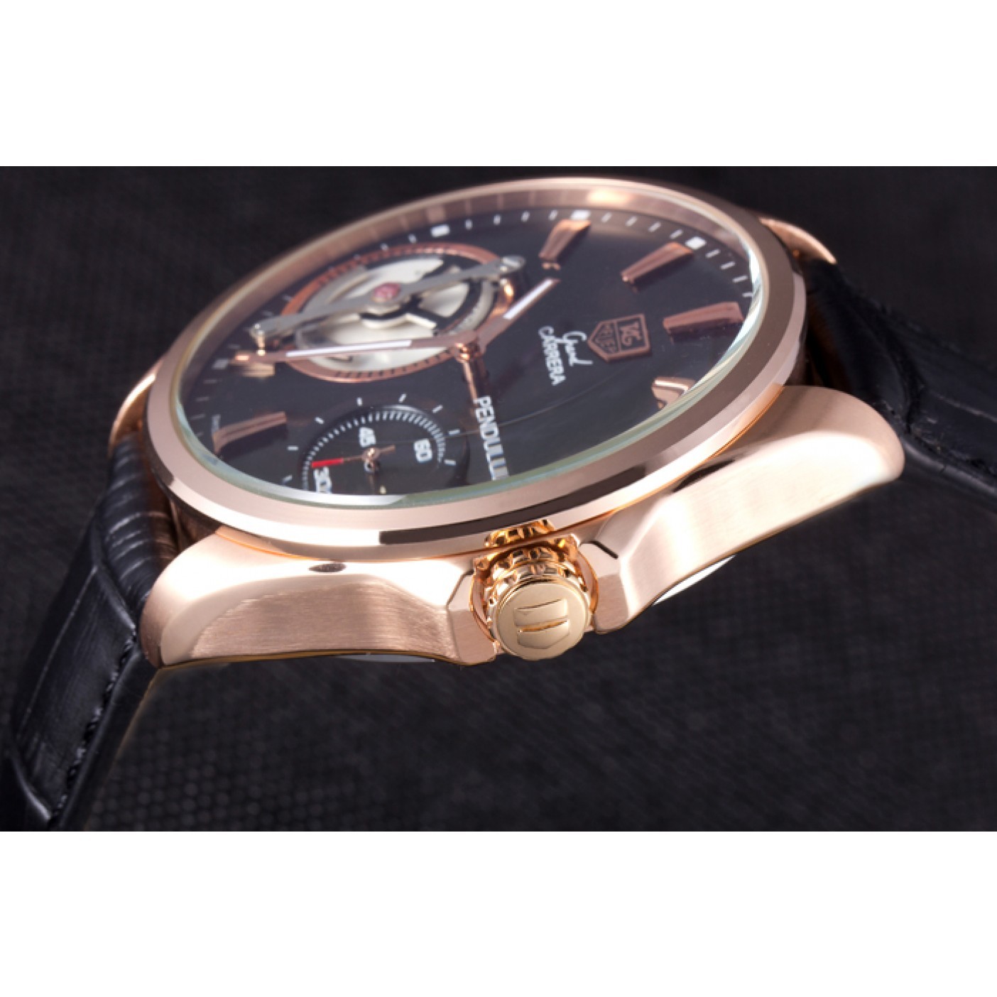 MiroTime Tag Heuer Carrera Pendulum Black Leather Strap 7919