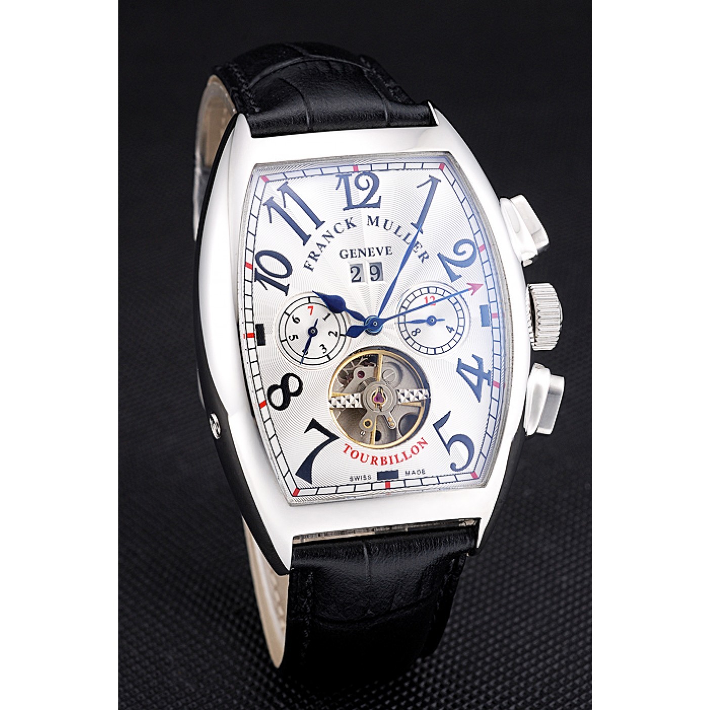 MiroTime Franck Muller Casablanca Black Croco Leather Strap Tourbillon 80282