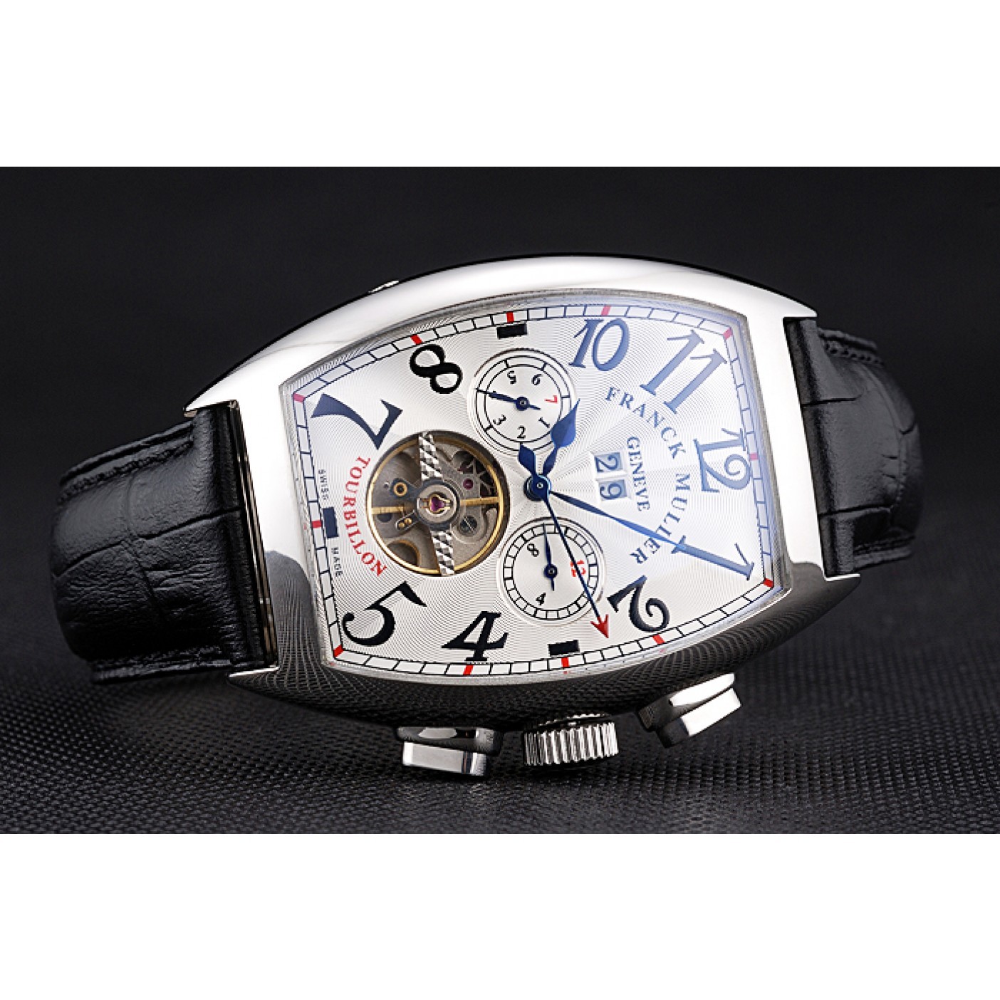 MiroTime Franck Muller Casablanca Black Croco Leather Strap Tourbillon 80282