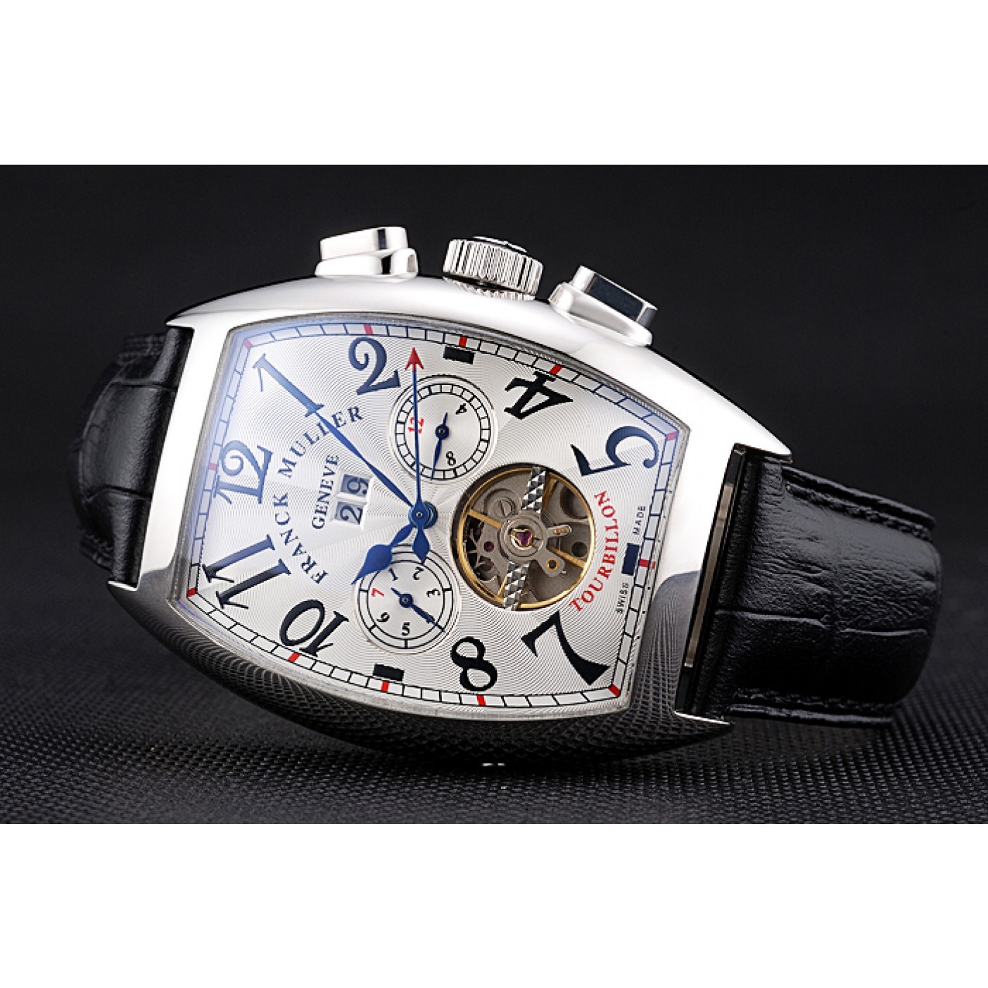MiroTime Franck Muller Casablanca Black Croco Leather Strap Tourbillon 80282