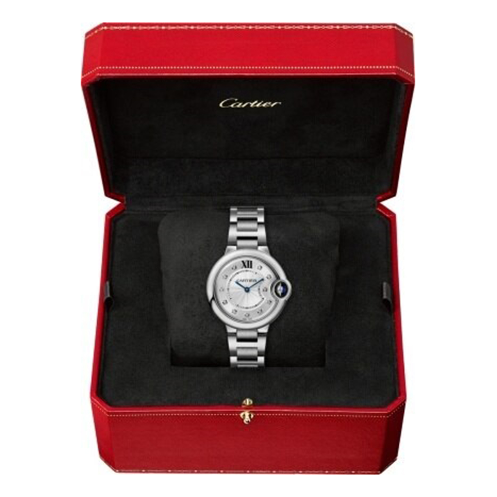 MiroTime Swiss Ballon Bleu de Cartier watch, 33 mm, steel, diamonds