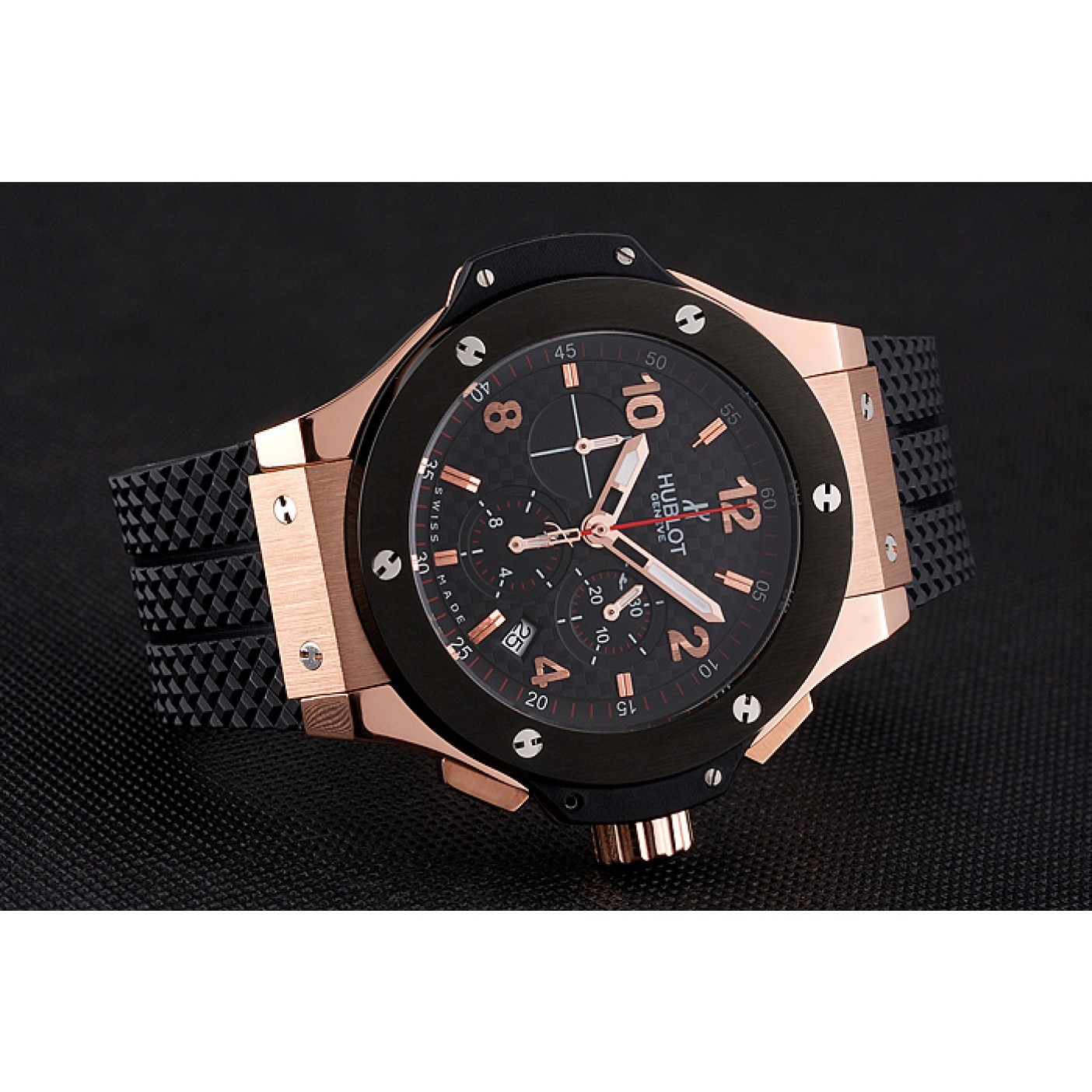 MiroTime Hublot Big Bang King Black Strap Gold Dial Watch