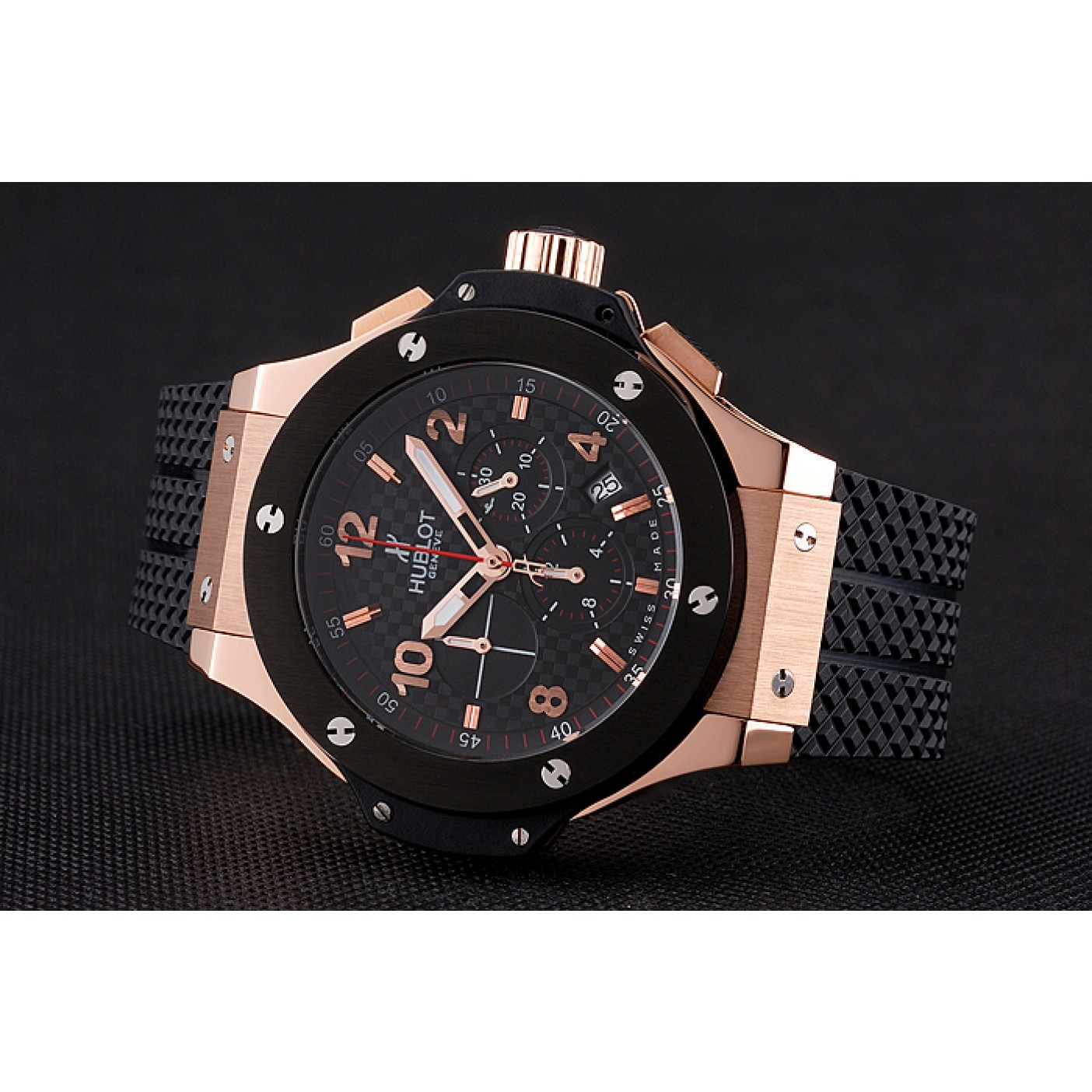 MiroTime Hublot Big Bang King Black Strap Gold Dial Watch