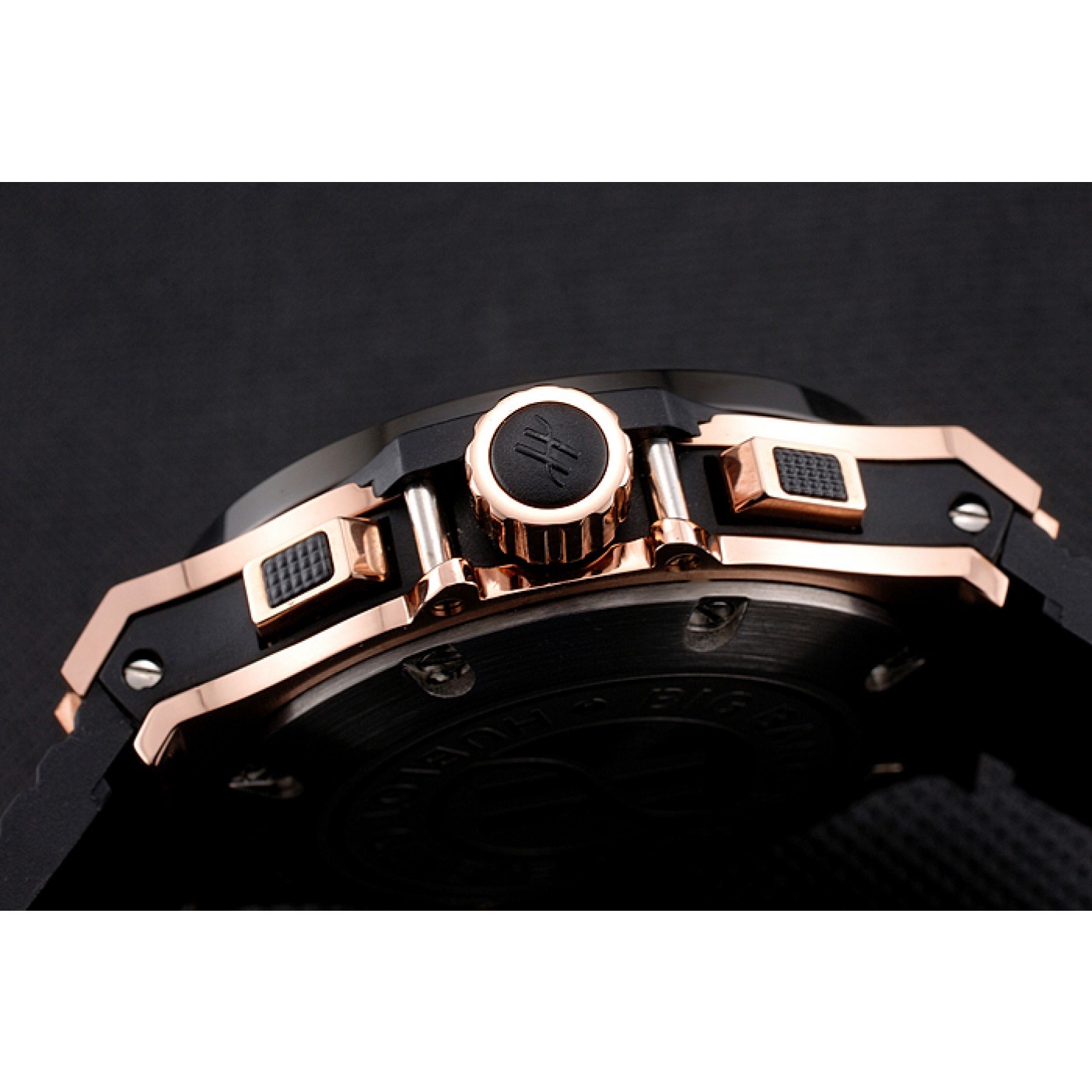 MiroTime Hublot Big Bang King Black Strap Gold Dial Watch
