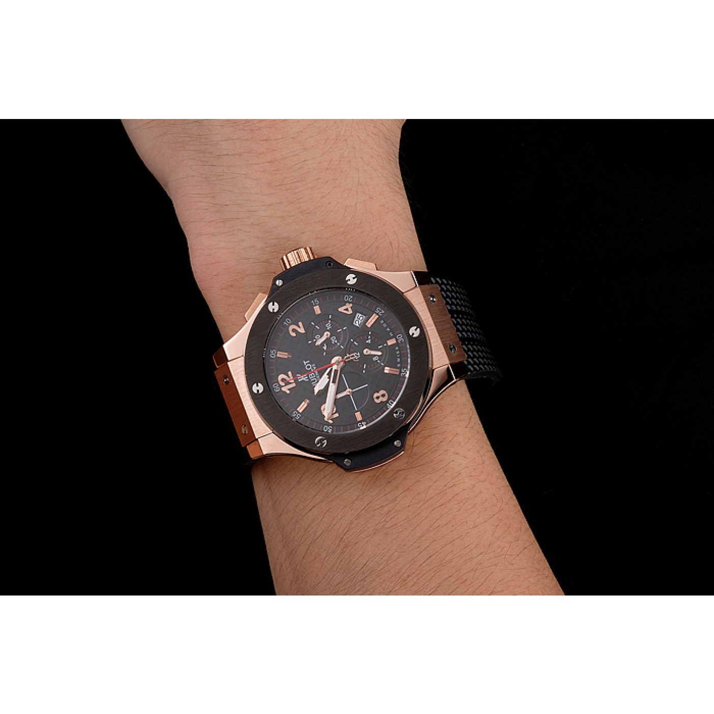 MiroTime Hublot Big Bang King Black Strap Gold Dial Watch