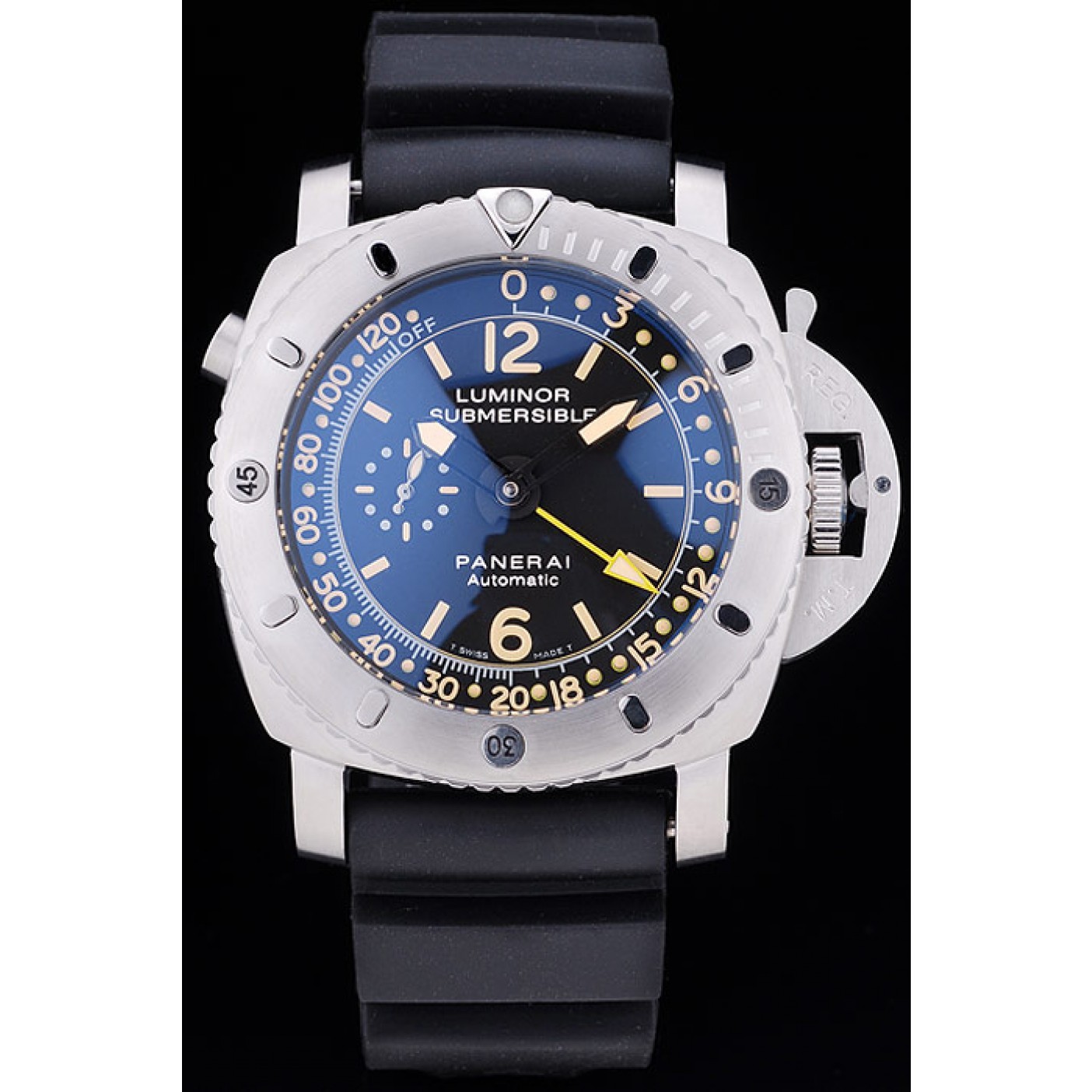 MiroTime Panerai Luminor Submersible Black Dial Black Rubber Bracelet