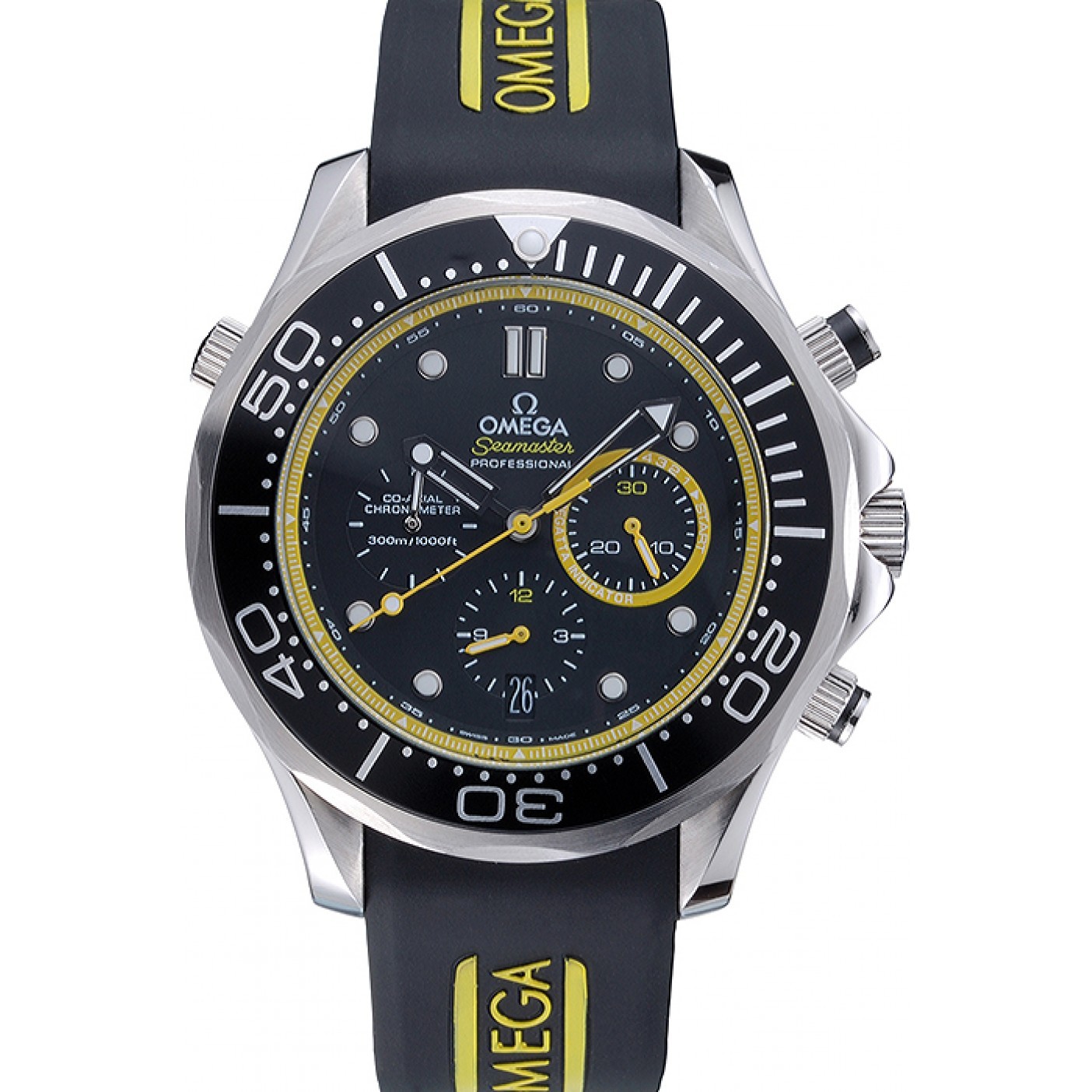 MiroTime Omega Seamaster Planet Ocean Black Rubber Bracelet 622048
