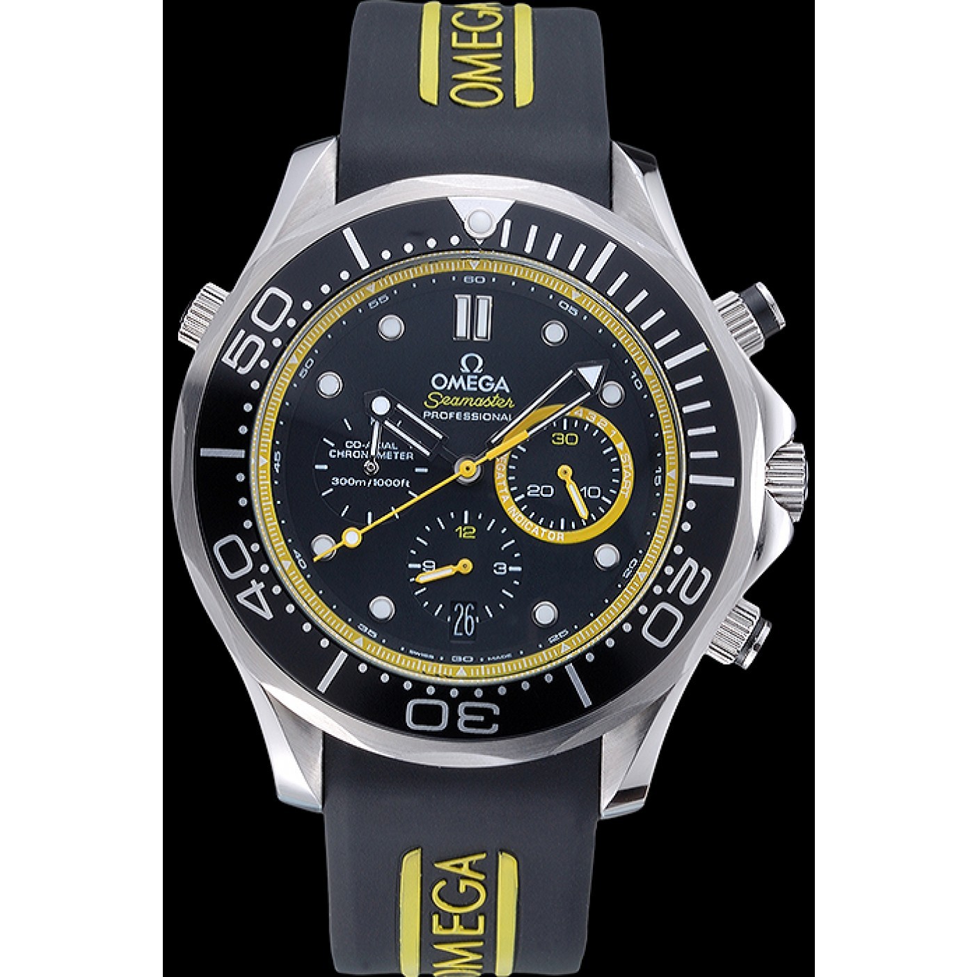 MiroTime Omega Seamaster Planet Ocean Black Rubber Bracelet 622048