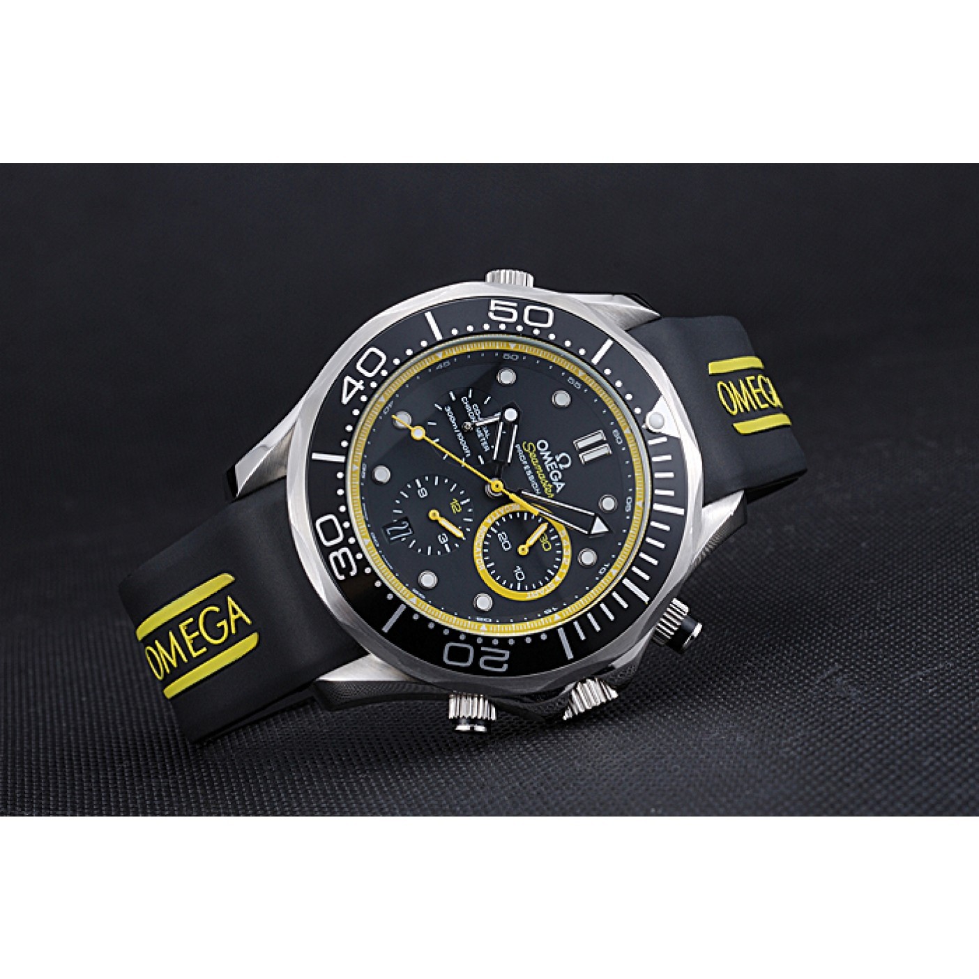 MiroTime Omega Seamaster Planet Ocean Black Rubber Bracelet 622048