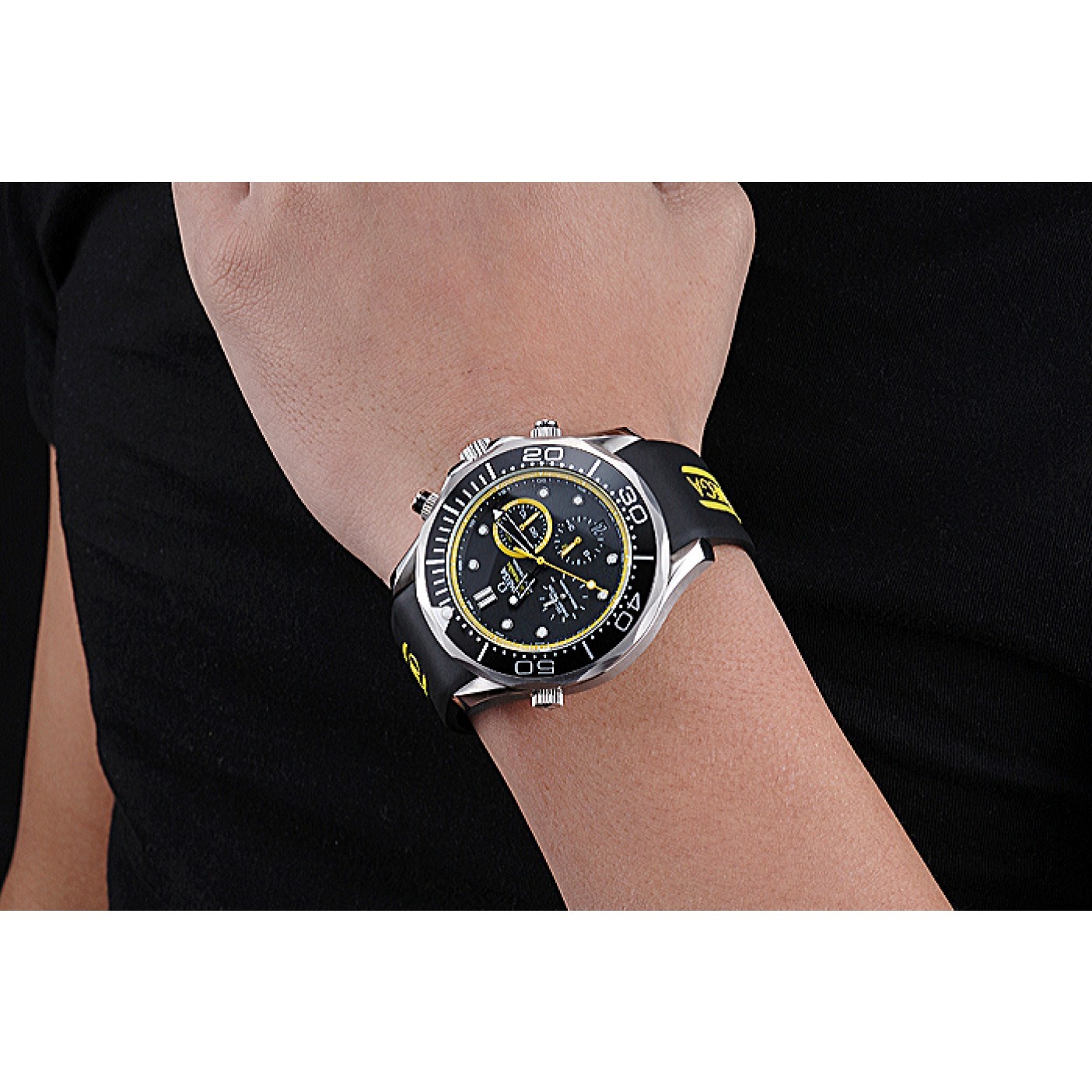MiroTime Omega Seamaster Planet Ocean Black Rubber Bracelet 622048