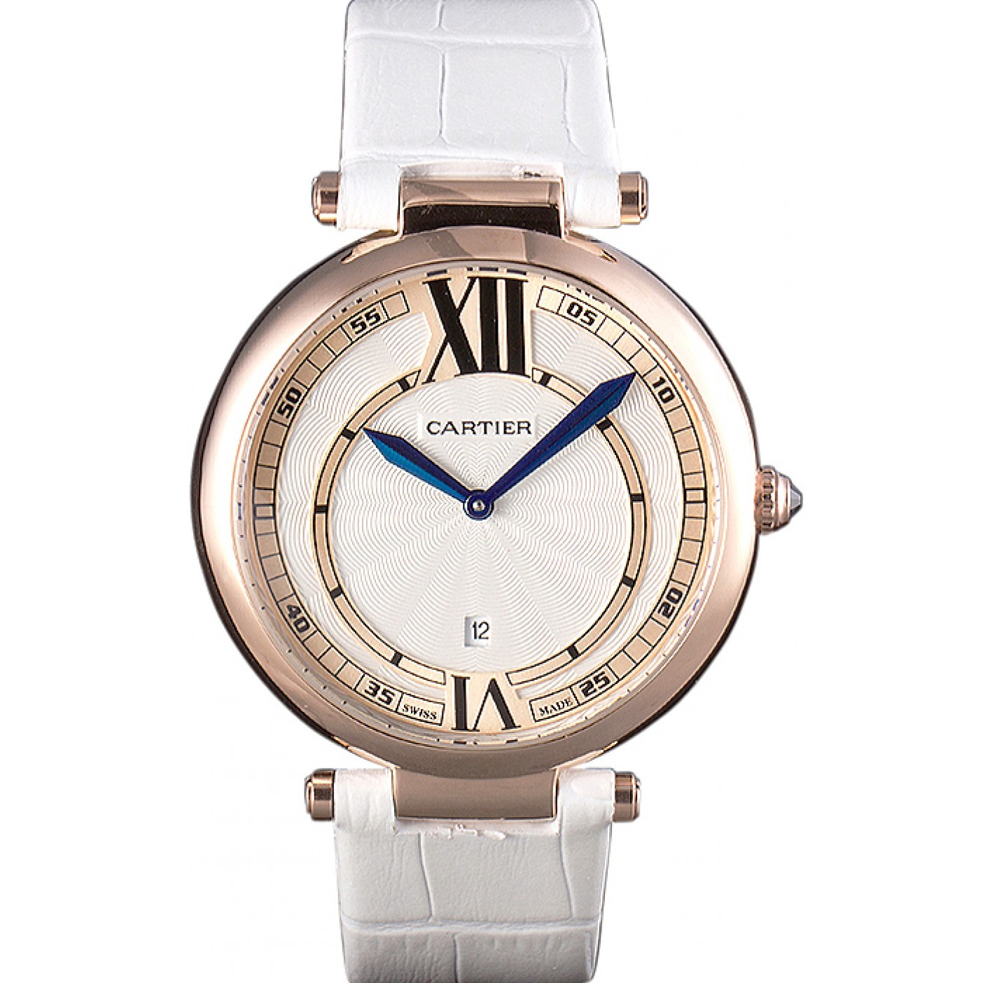 MiroTime Cartier Ballon Bleu White Leather Strap 621449