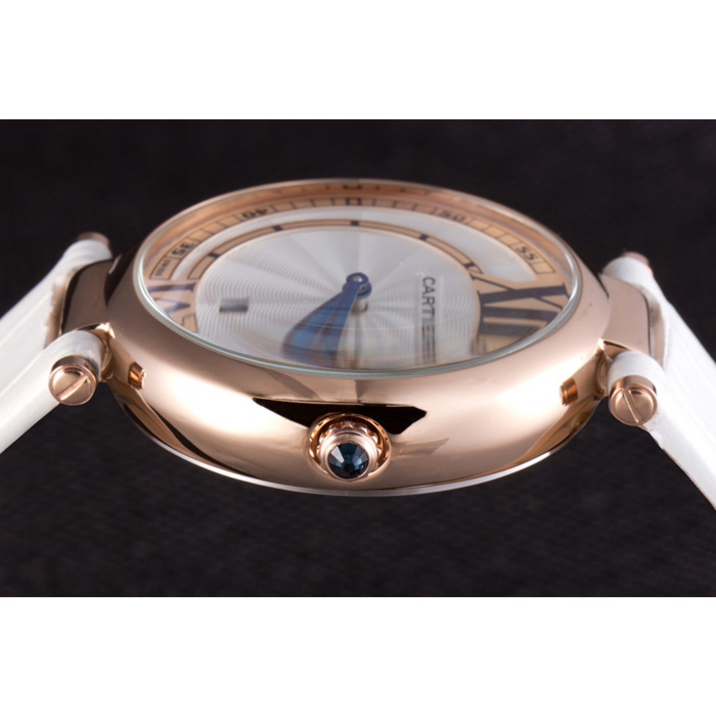 MiroTime Cartier Ballon Bleu White Leather Strap 621449