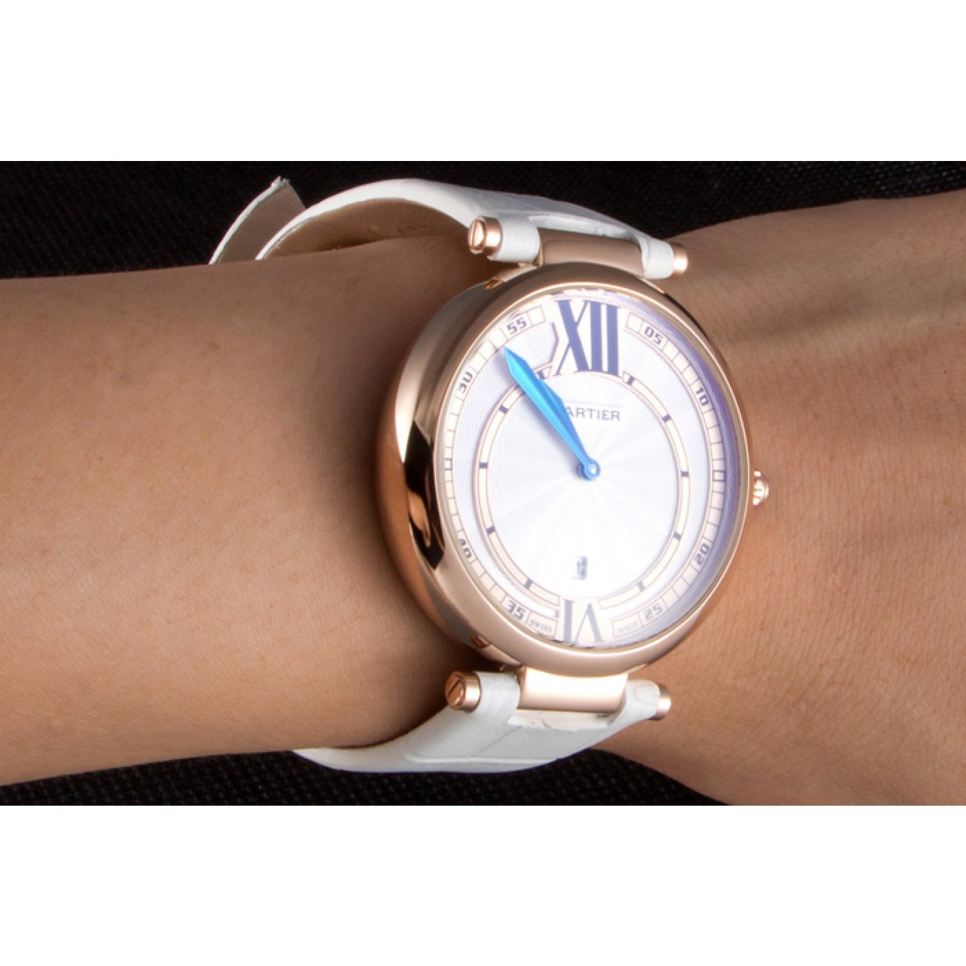 MiroTime Cartier Ballon Bleu White Leather Strap 621449