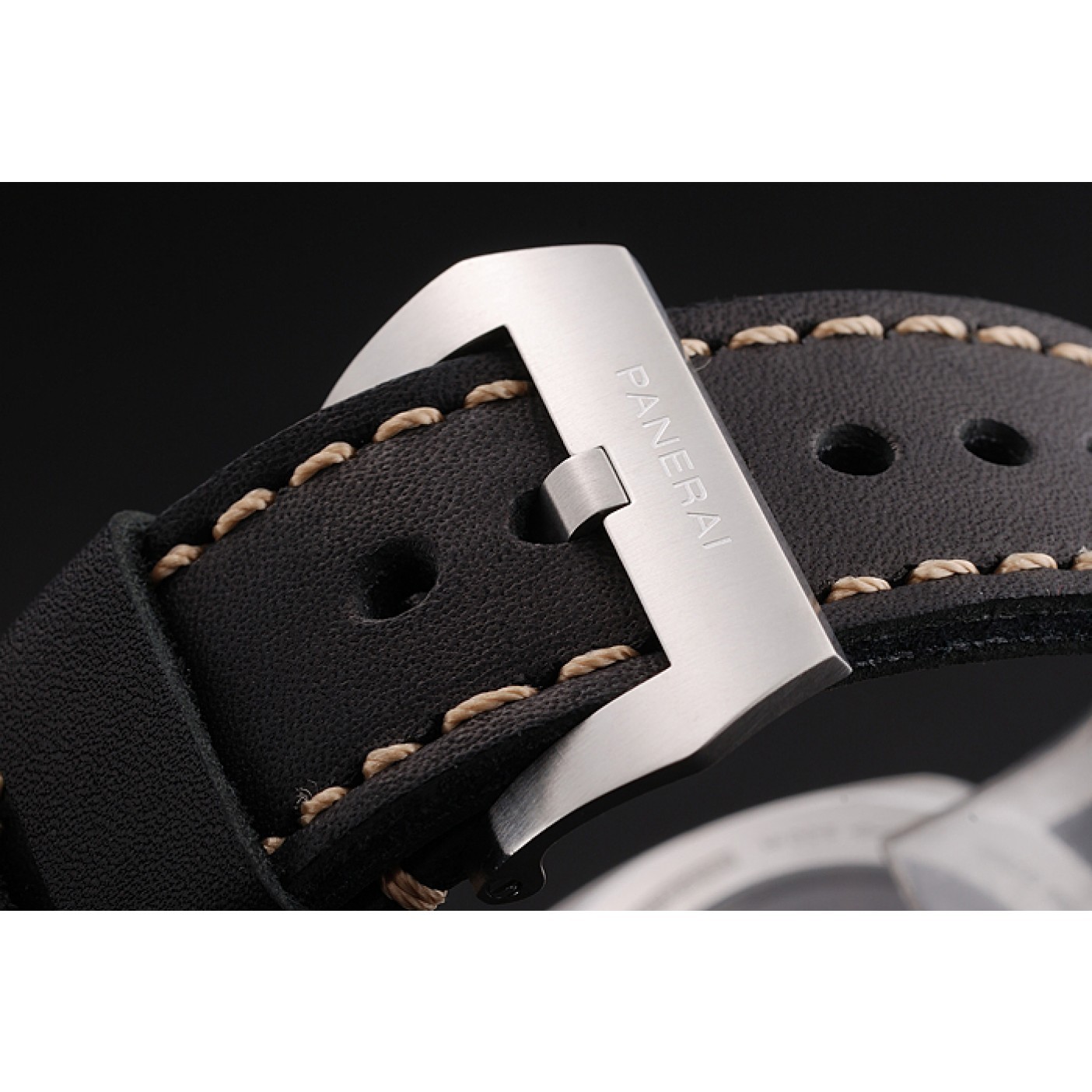 MiroTime Panerai Luminor Submersible Black Dial Stainless Steel Case Black Leather Strap