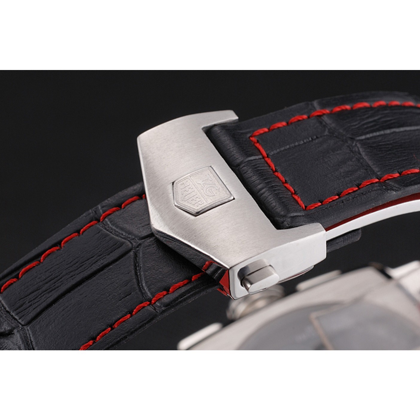 MiroTime Tag Heuer Monaco Black Perforated Leather Strap White Dial 80306