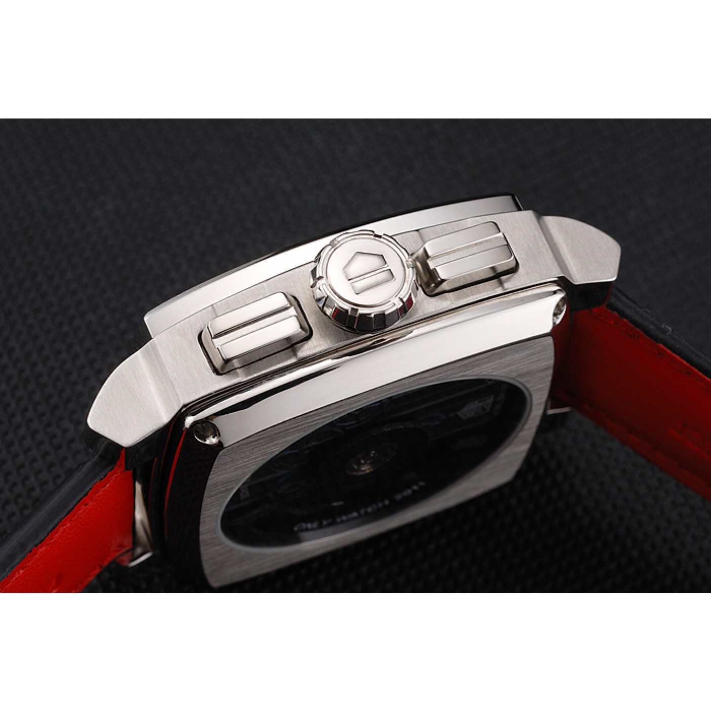 MiroTime Tag Heuer Monaco Black Perforated Leather Strap White Dial 80306