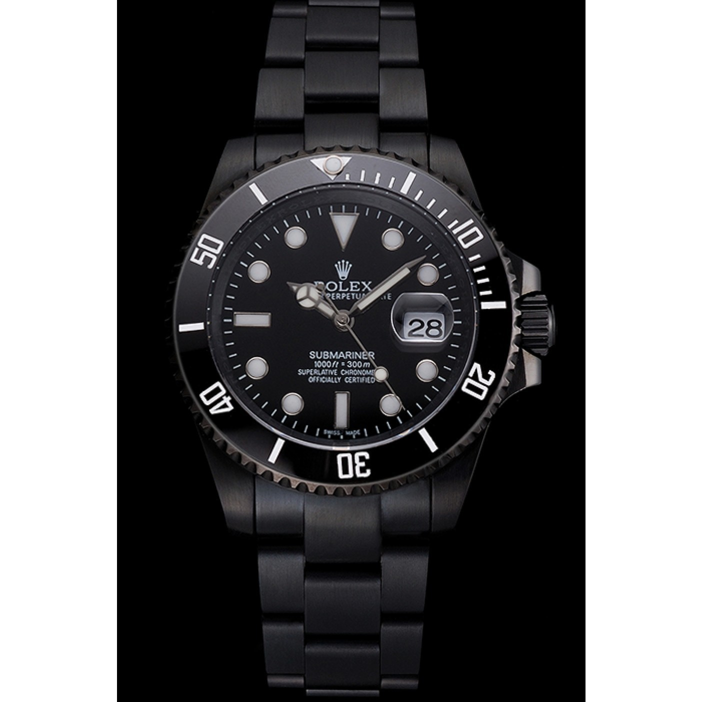 MiroTime Swiss Rolex Submariner Date Black Dial And Bezel Black PVD Case And Bracelet