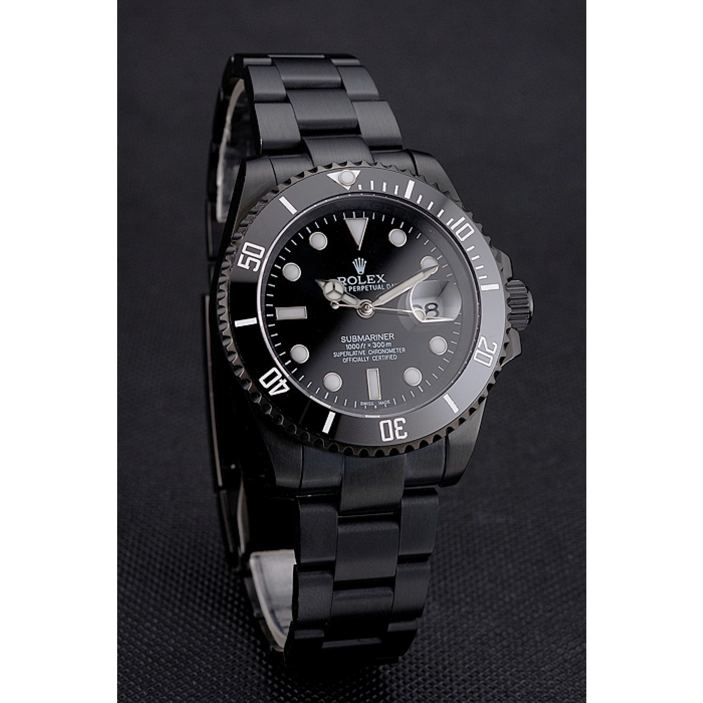 MiroTime Swiss Rolex Submariner Date Black Dial And Bezel Black PVD Case And Bracelet