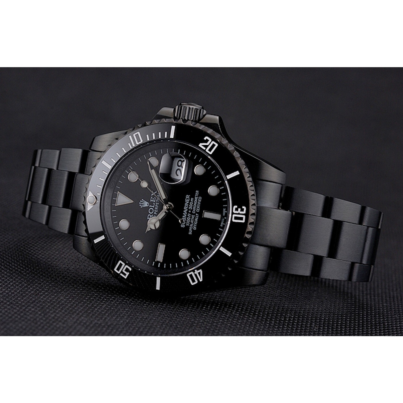 MiroTime Swiss Rolex Submariner Date Black Dial And Bezel Black PVD Case And Bracelet