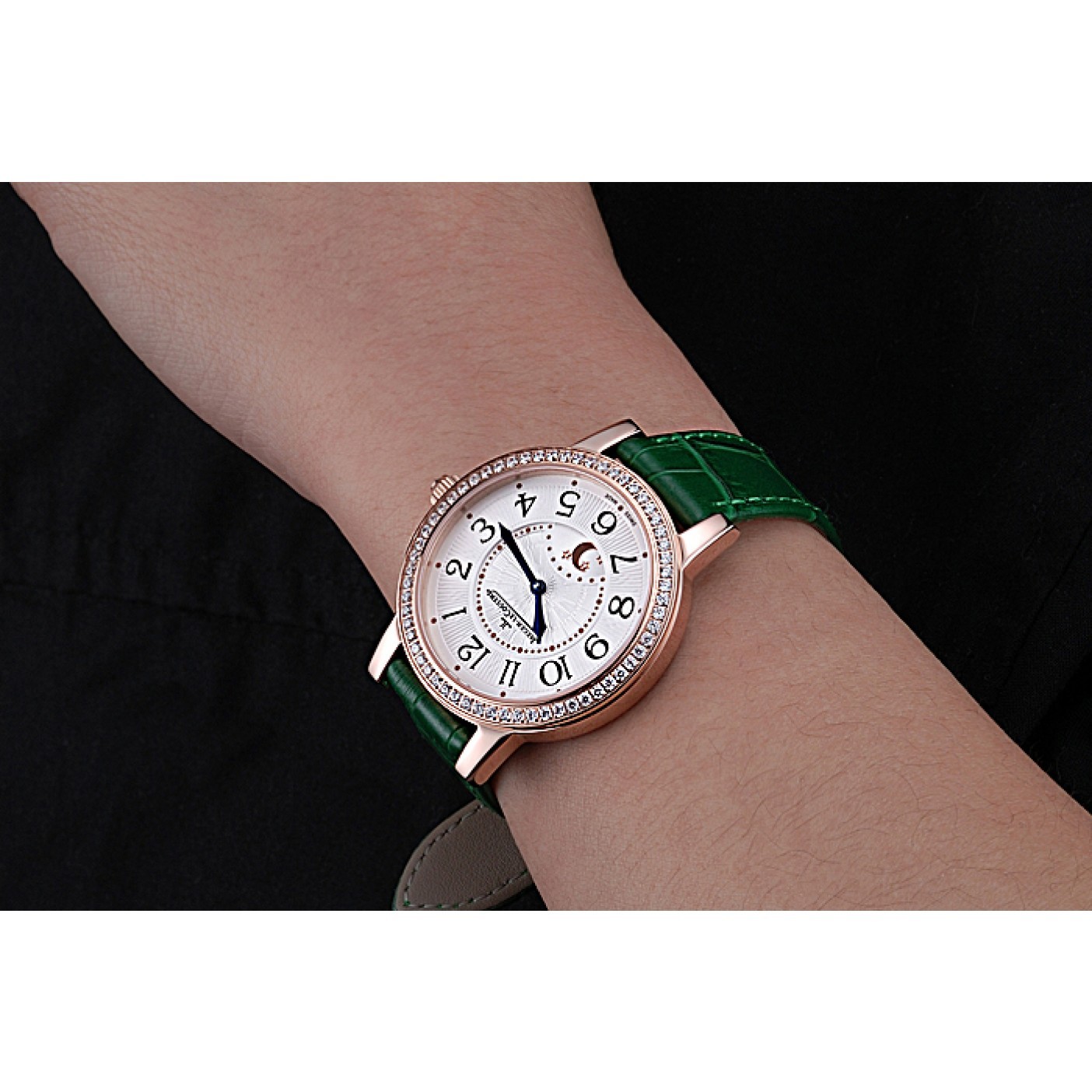 MiroTime Jaeger LeCoultre Rendez-Vous White Dial Green Leather Strap 622085