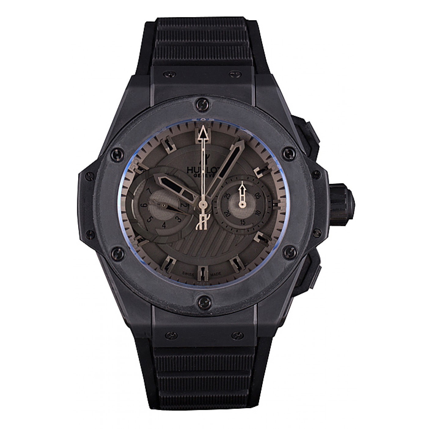 MiroTime Swiss Hublot King Power Black Dial with Rubber Band shb10 621403