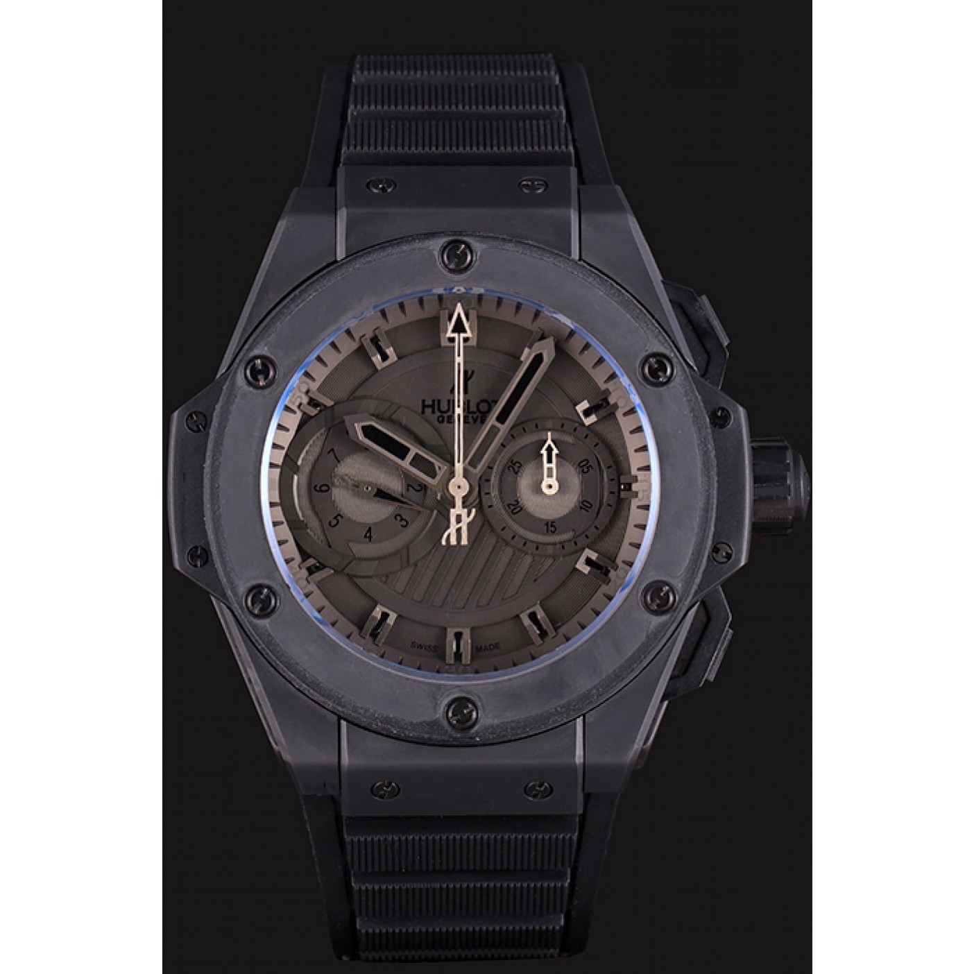 MiroTime Swiss Hublot King Power Black Dial with Rubber Band shb10 621403