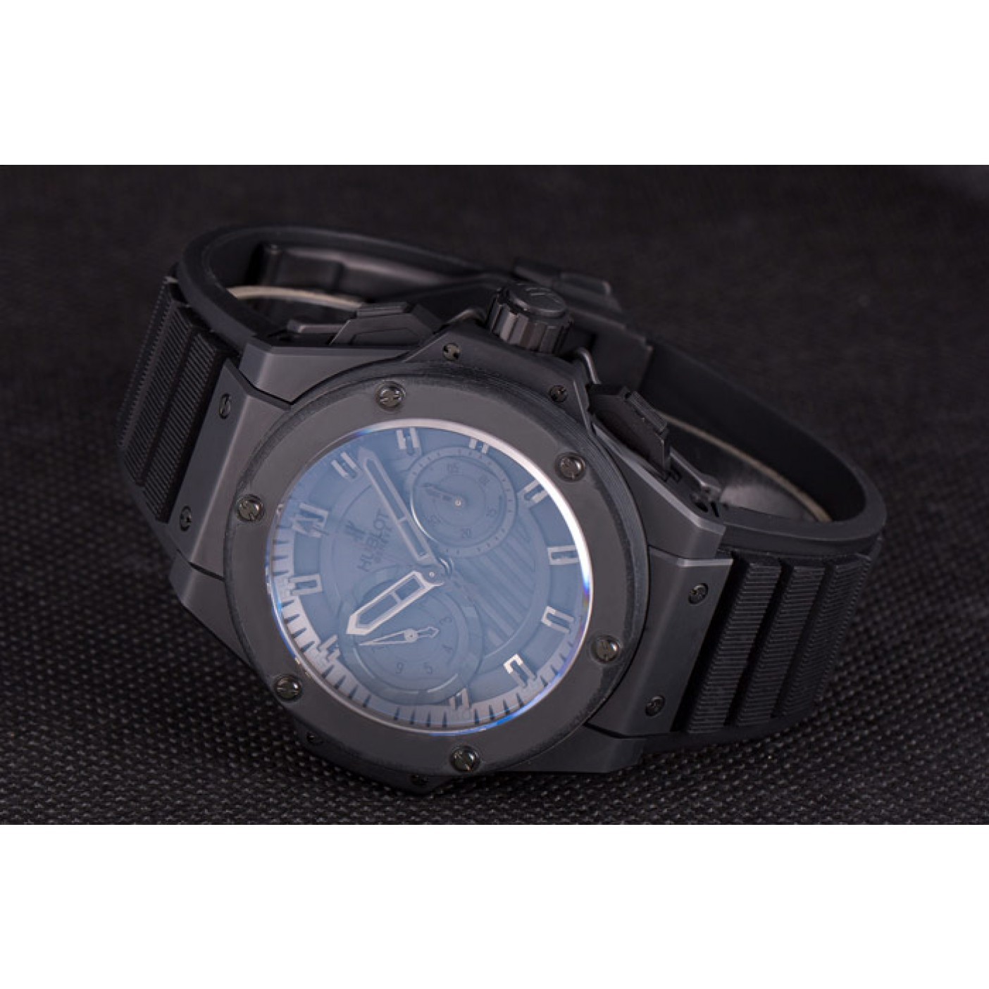 MiroTime Swiss Hublot King Power Black Dial with Rubber Band shb10 621403