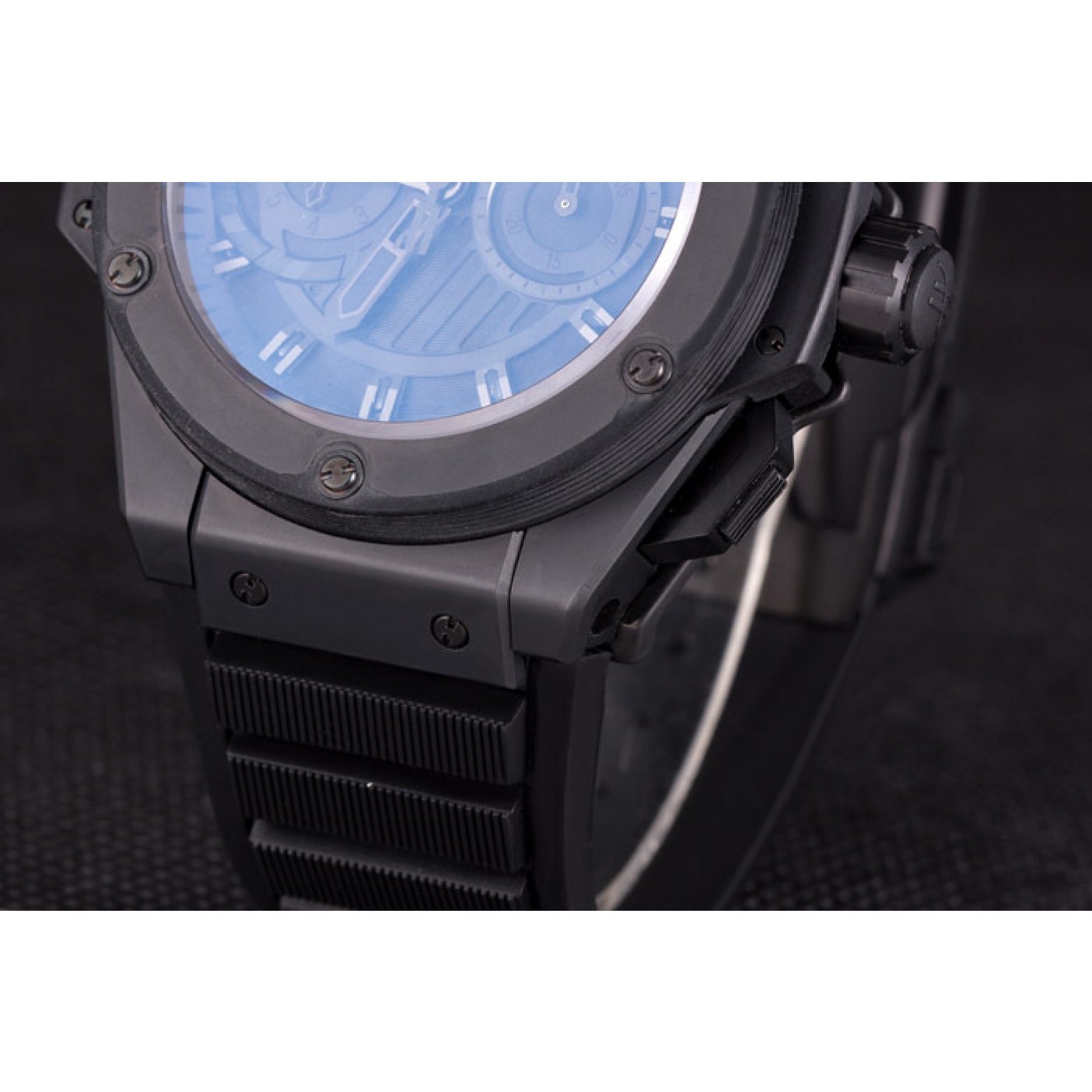 MiroTime Swiss Hublot King Power Black Dial with Rubber Band shb10 621403
