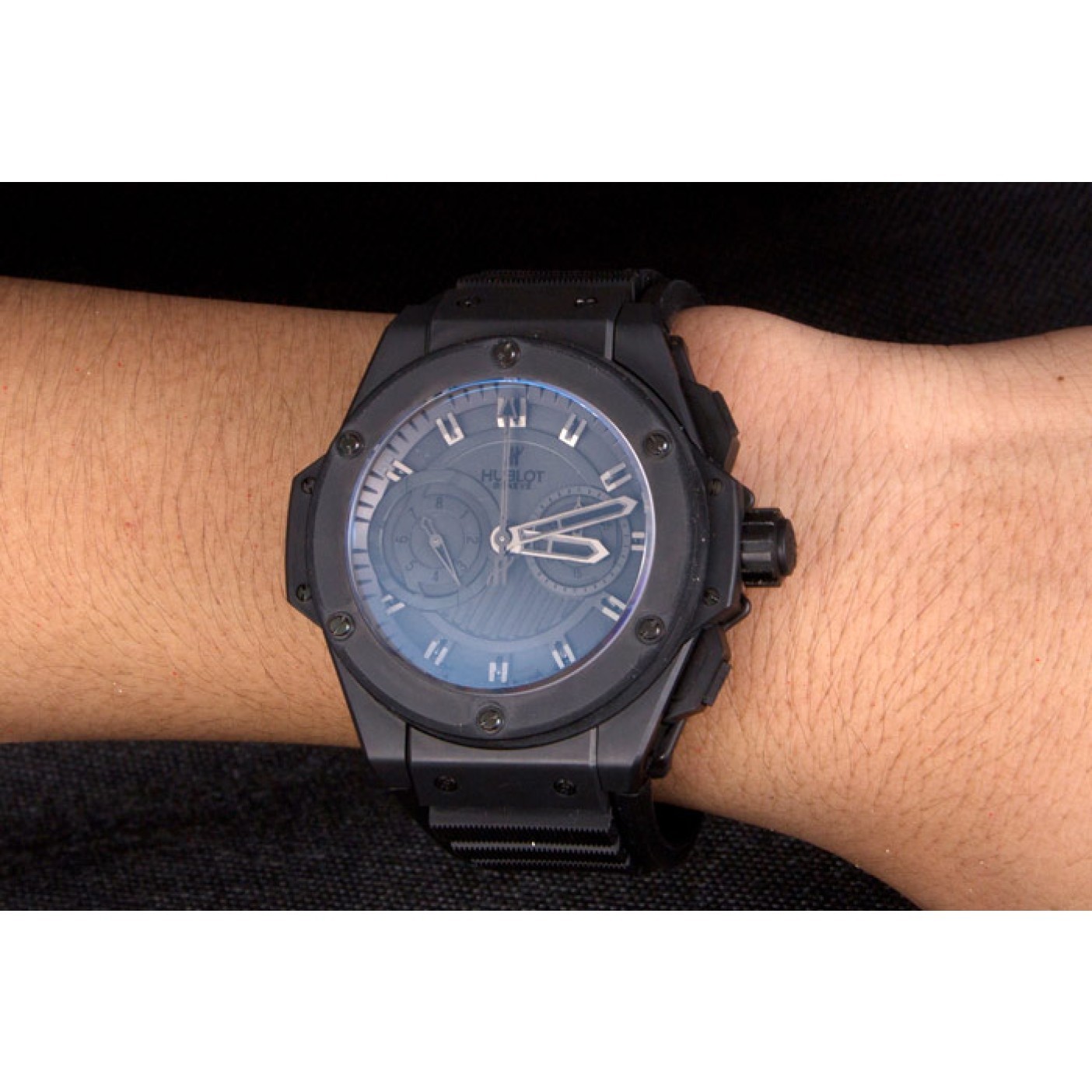 MiroTime Swiss Hublot King Power Black Dial with Rubber Band shb10 621403