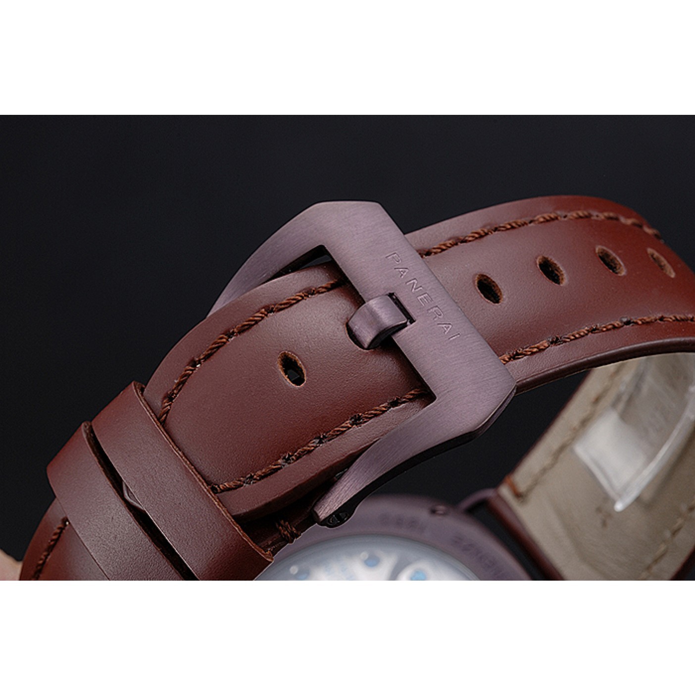 MiroTime Panerai Luminor Marina Militare Purple Stainless Steel Bezel Brown Bracelet 622321