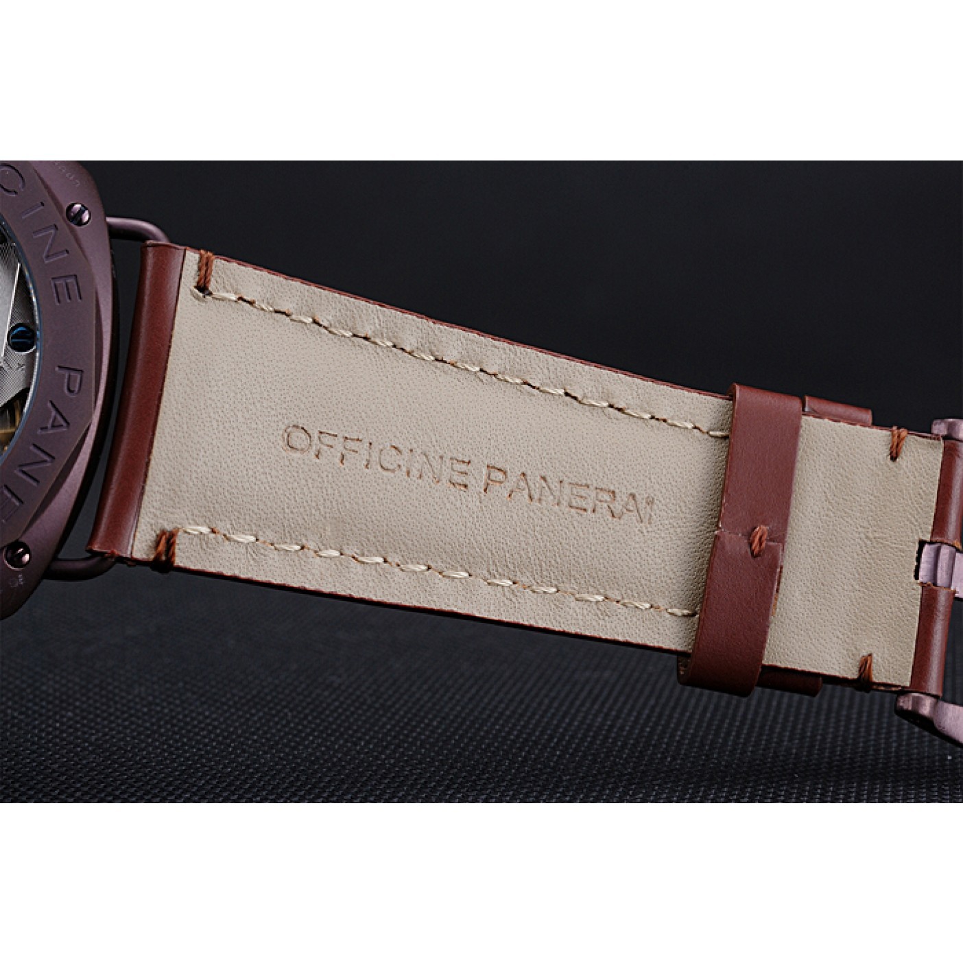 MiroTime Panerai Luminor Marina Militare Purple Stainless Steel Bezel Brown Bracelet 622321